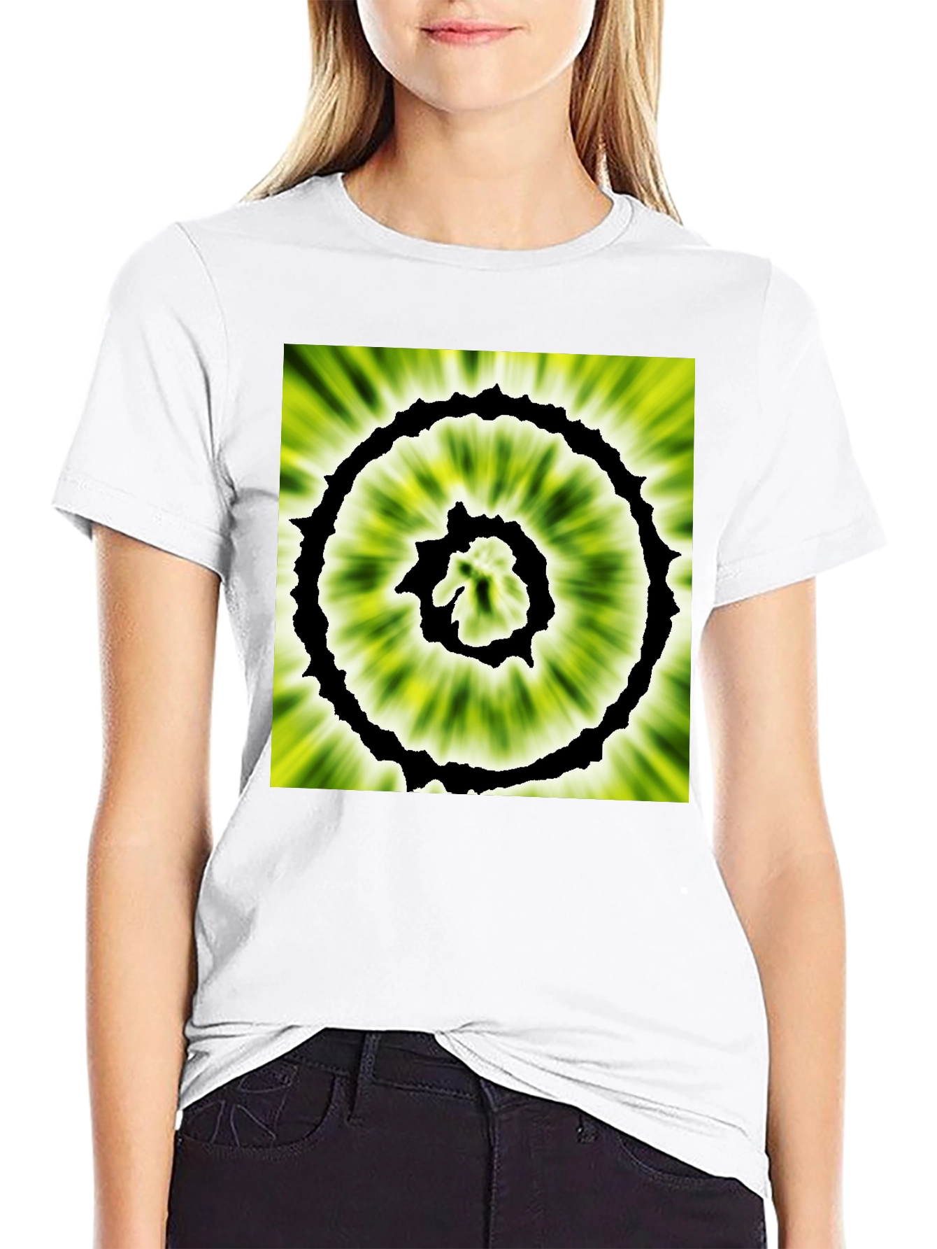 Abstract Spiral Graphic Black T-Shirt