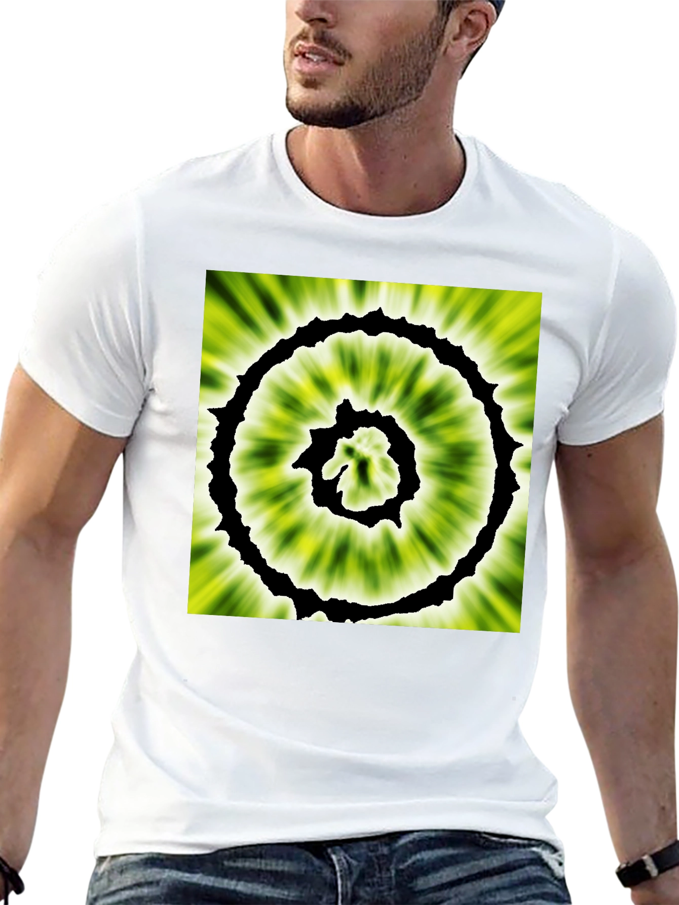 Abstract Spiral Graphic Black T-Shirt
