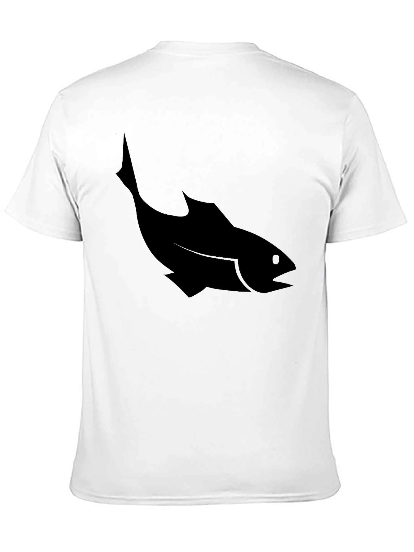 Mens Black T-Shirt with Fish Silhouette Graphic
