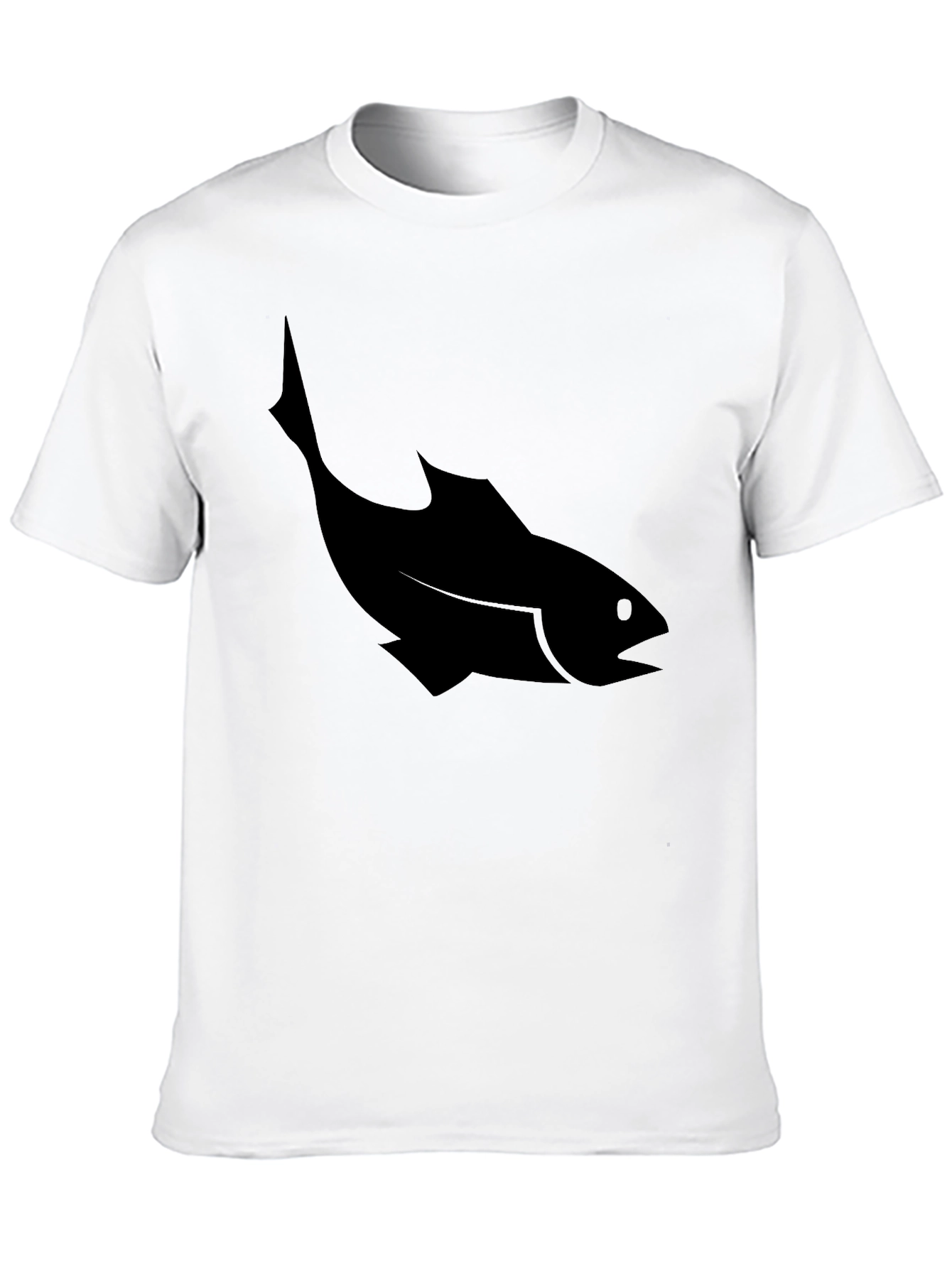 Mens Black T-Shirt with Fish Silhouette Graphic