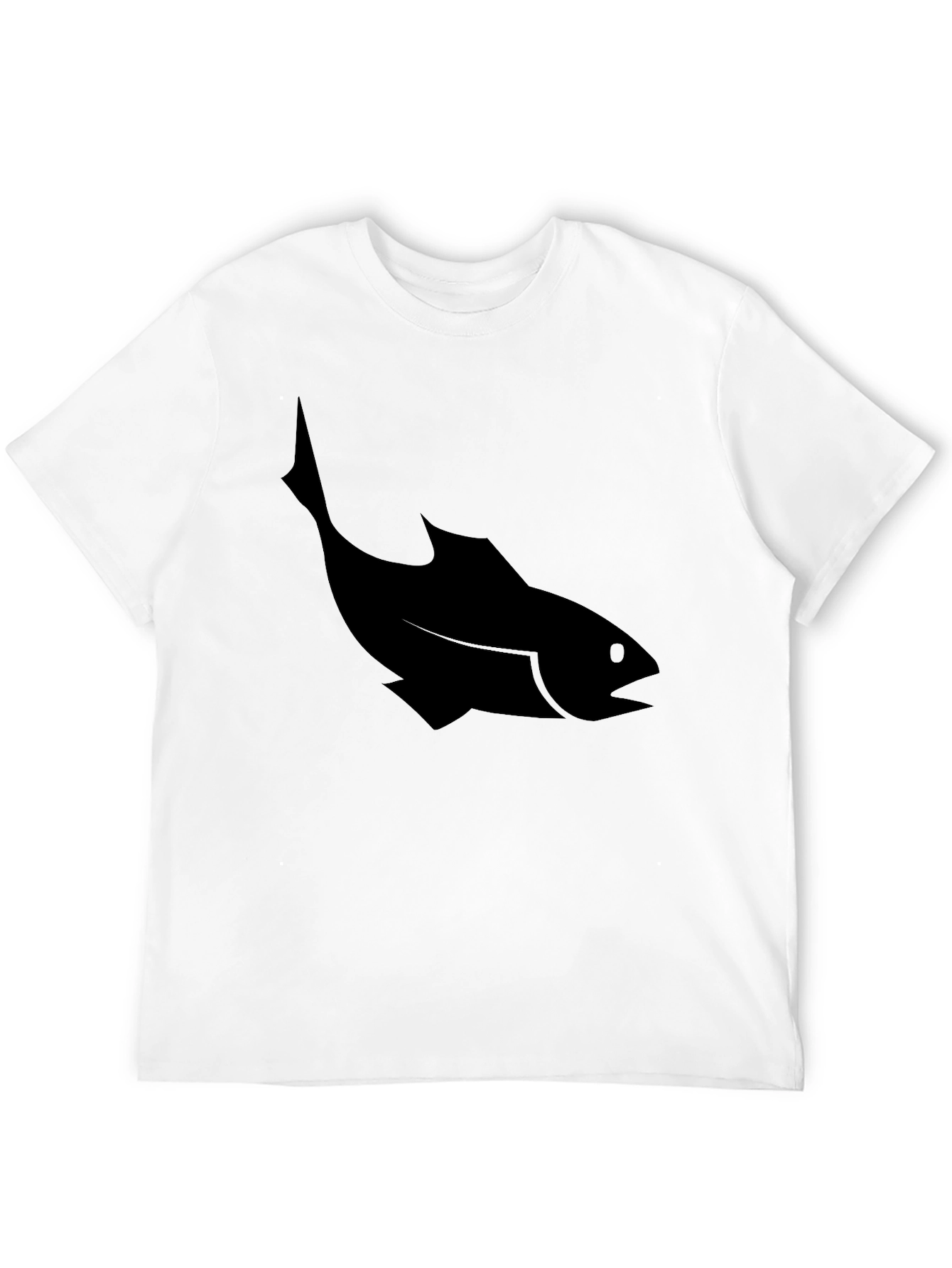 Mens Black T-Shirt with Fish Silhouette Graphic