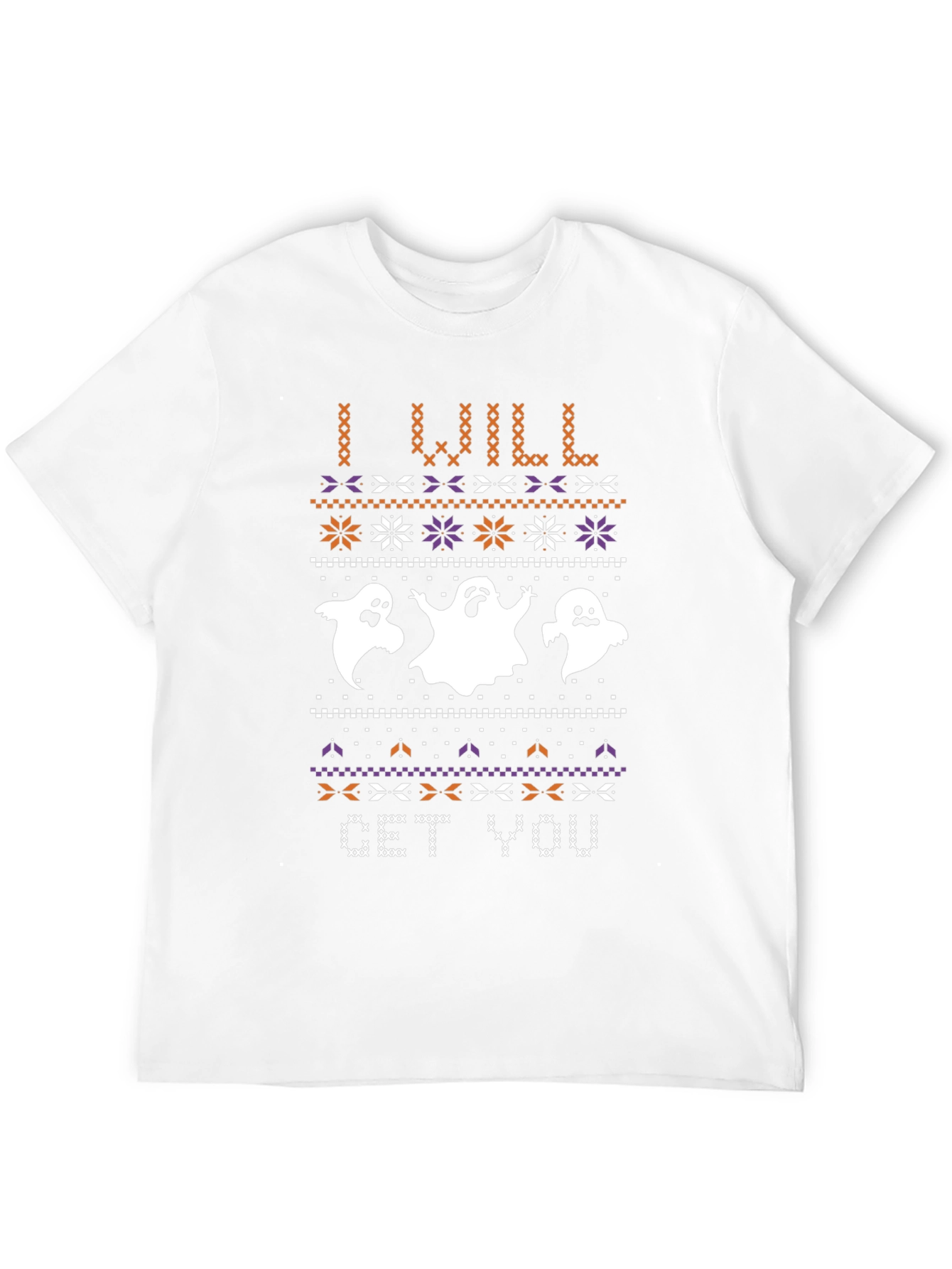 Halloween Ghost Sweater Pattern Black T-Shirt