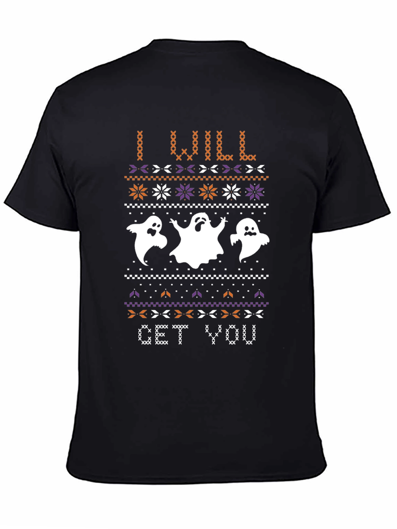 Halloween Ghost Sweater Pattern Black T-Shirt