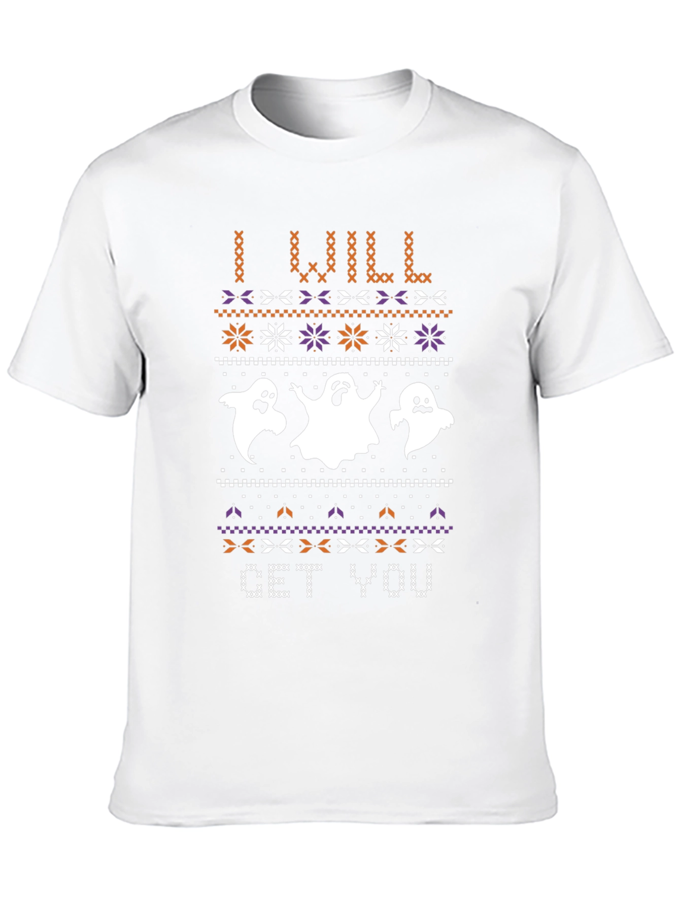 Halloween Ghost Sweater Pattern Black T-Shirt