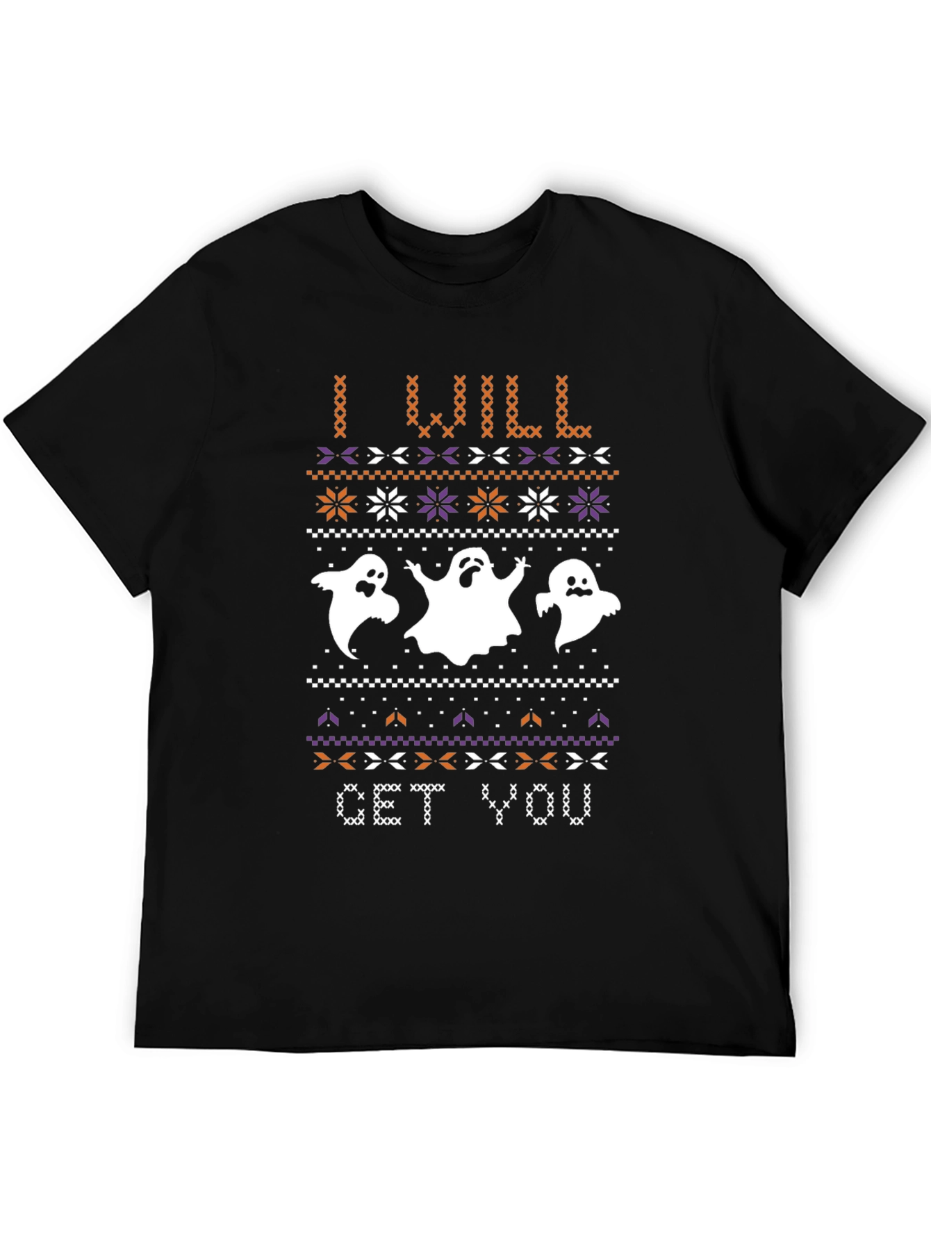 Halloween Ghost Sweater Pattern Black T-Shirt