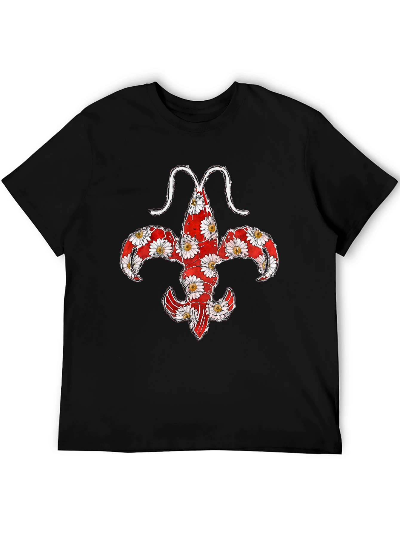 Floral Fleur-de-lis Lobster Graphic T-Shirt