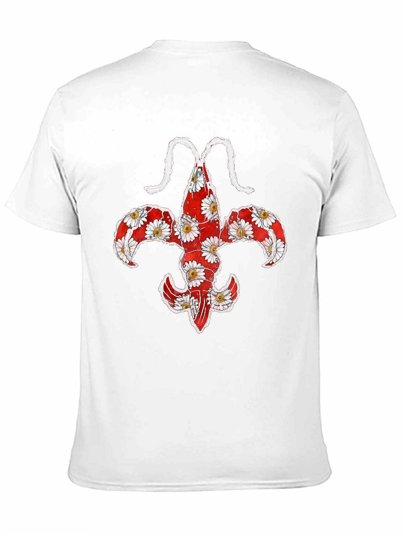 Floral Fleur-de-lis Lobster Graphic T-Shirt