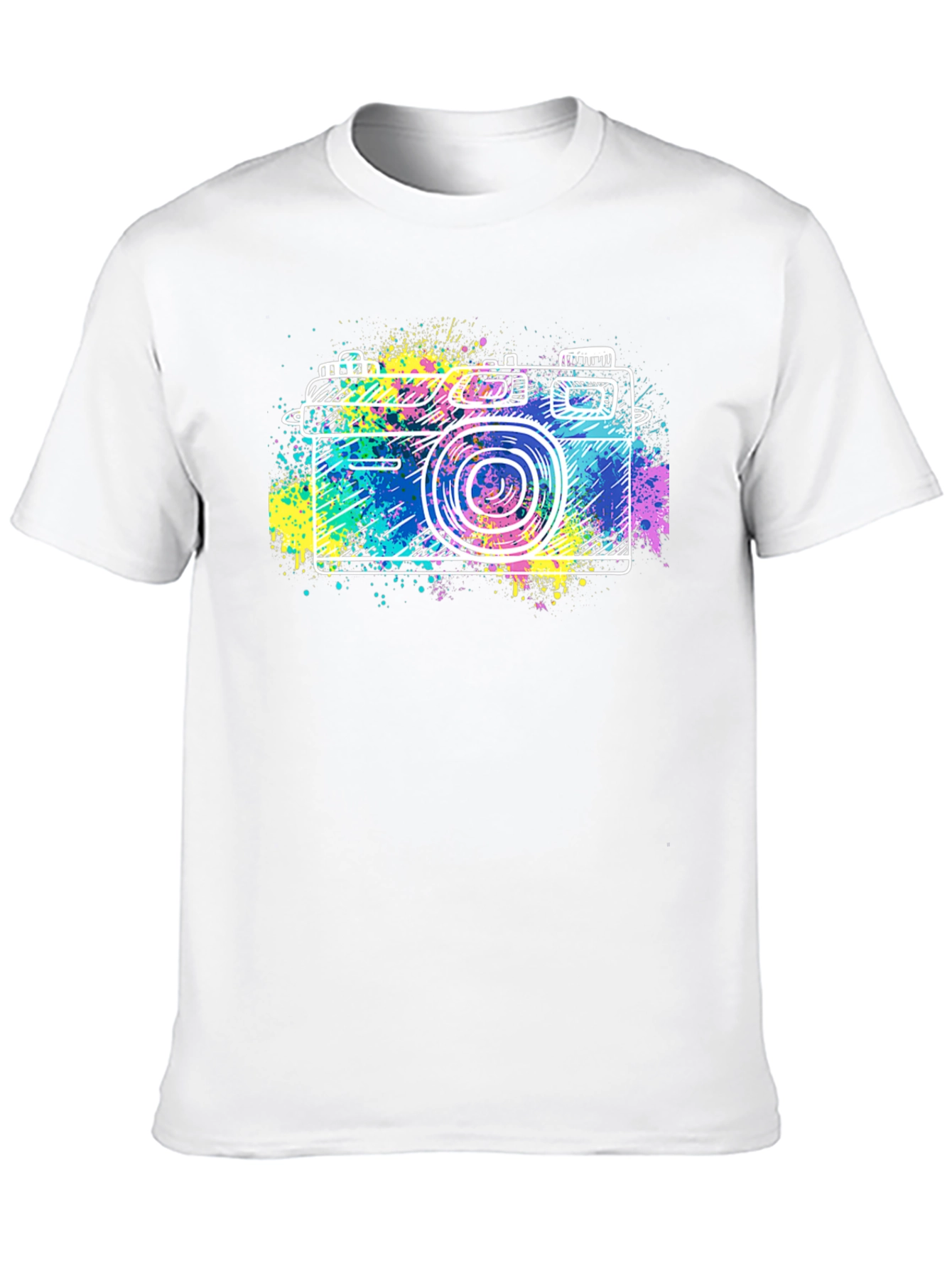 Retro Camera Splash Graphic Tee - Stylish Black T-Shirt
