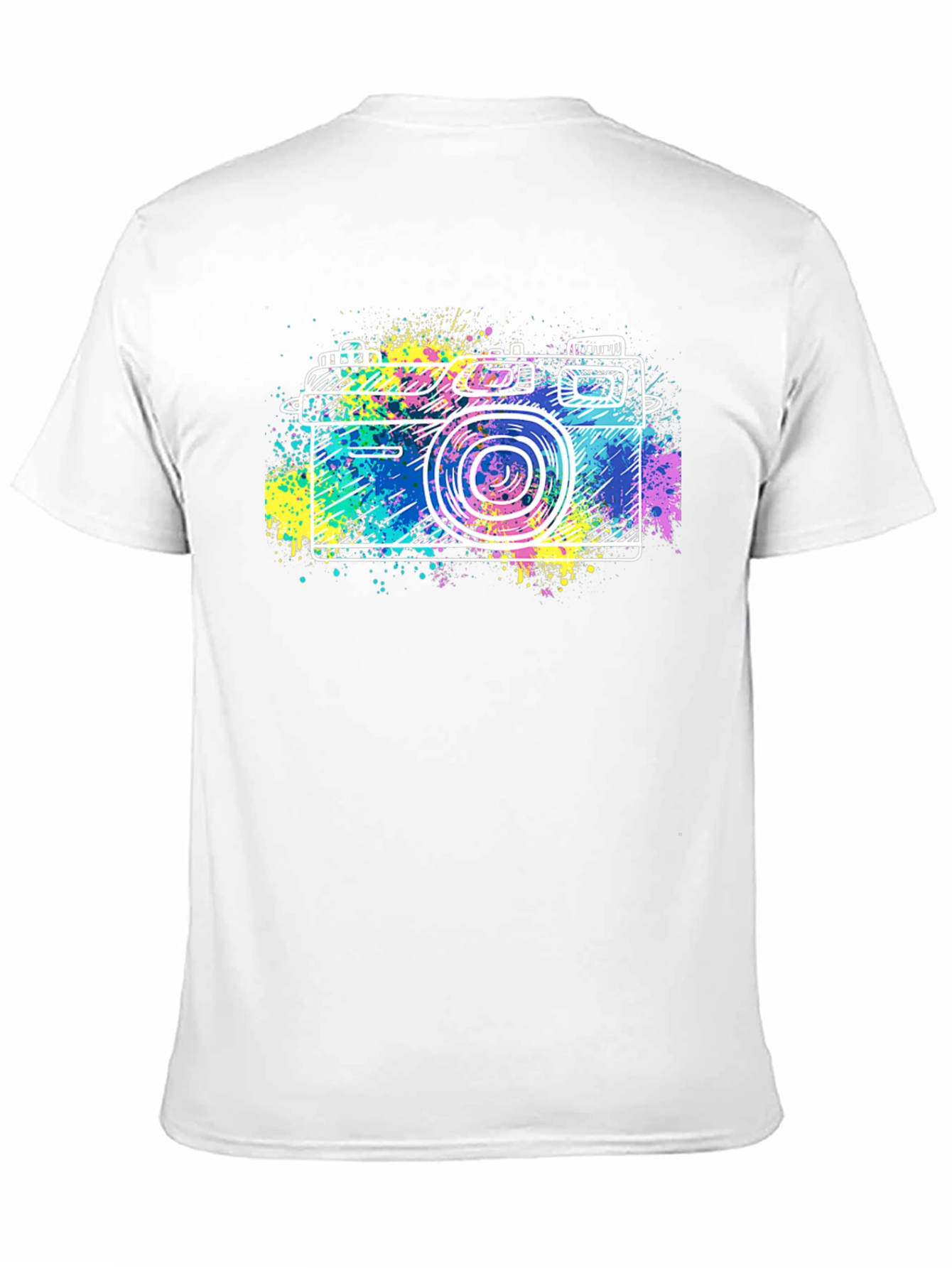 Retro Camera Splash Graphic Tee - Stylish Black T-Shirt