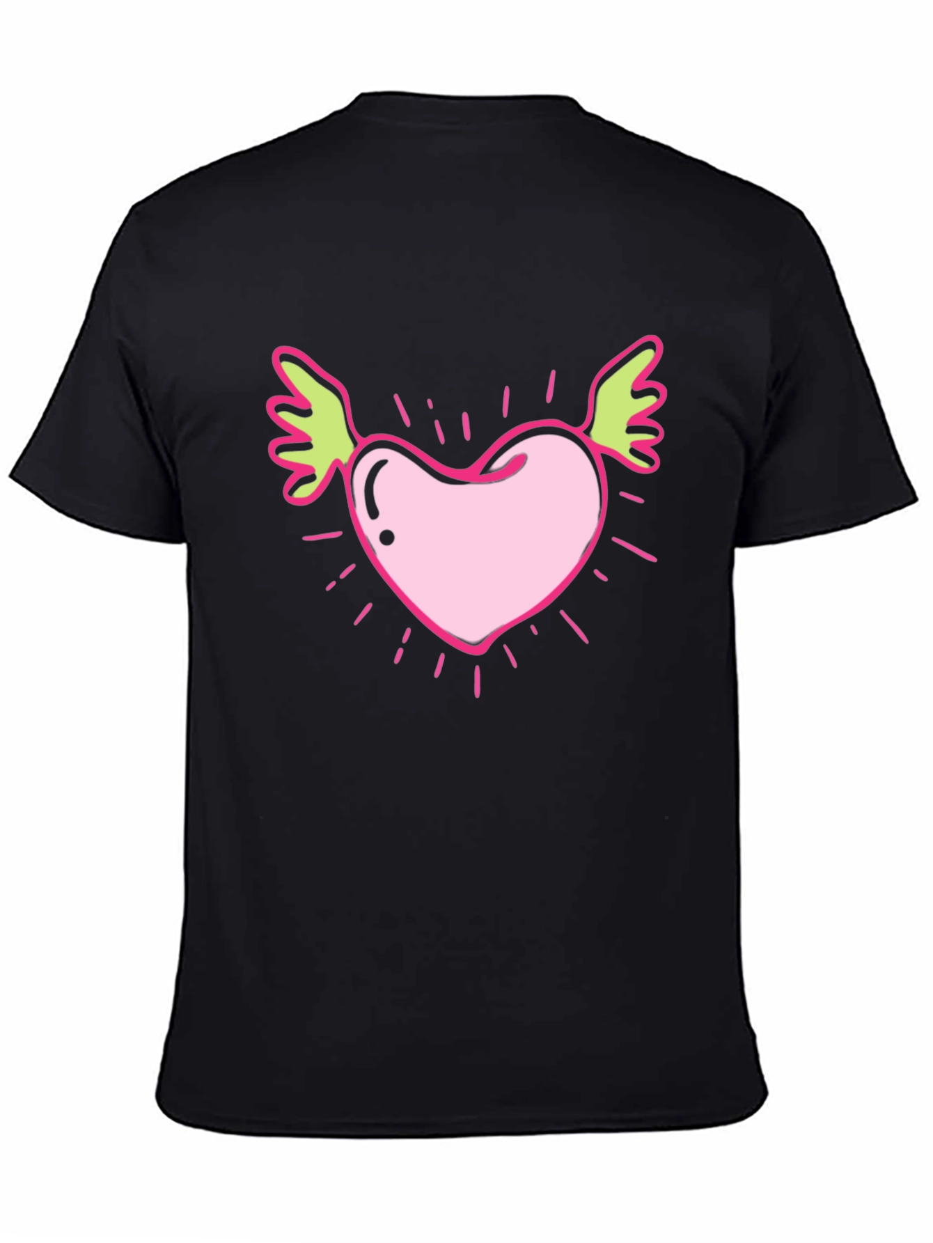 Winged Heart Graphic Tee - Black Cotton T-Shirt