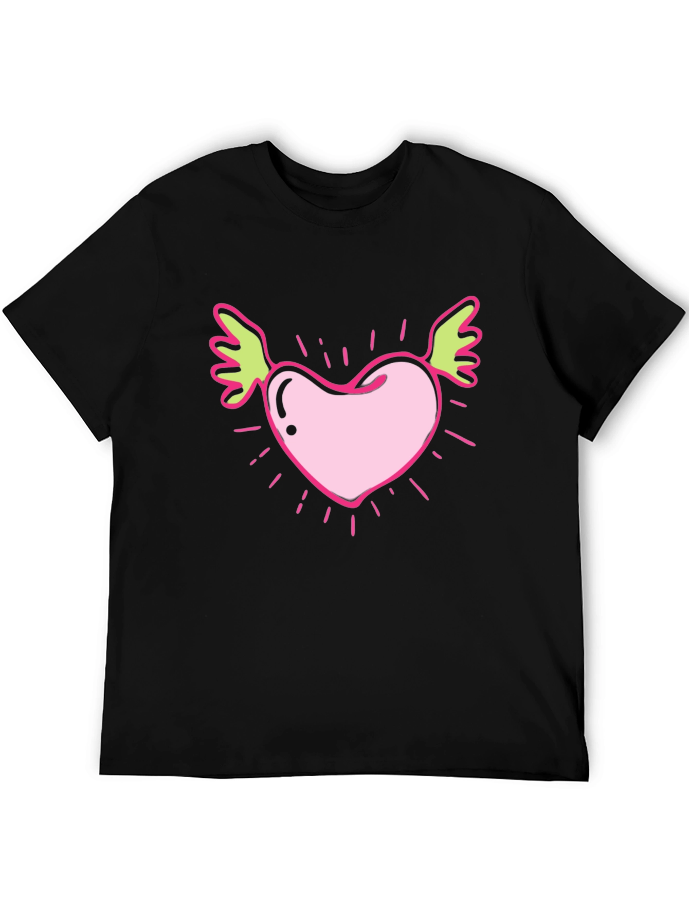 Winged Heart Graphic Tee - Black Cotton T-Shirt