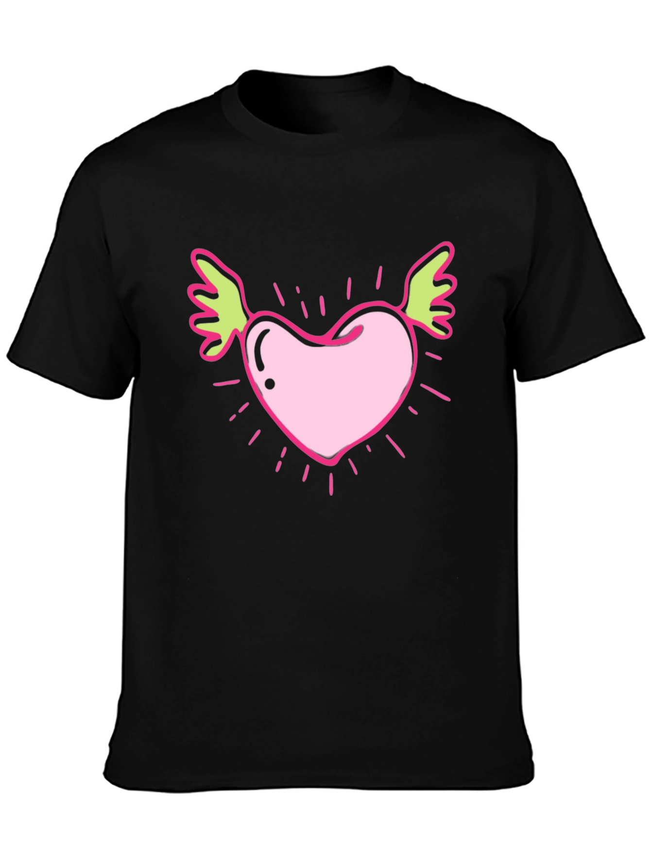 Winged Heart Graphic Tee - Black Cotton T-Shirt