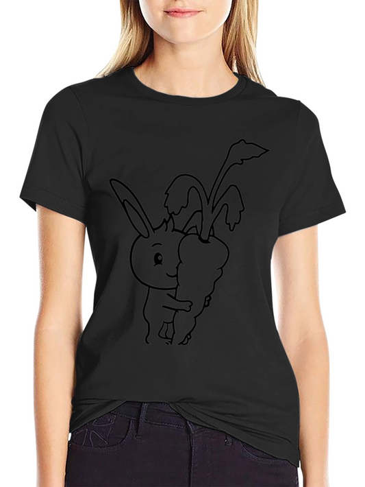 Bunny Hugging Carrot Graphic T-Shirt