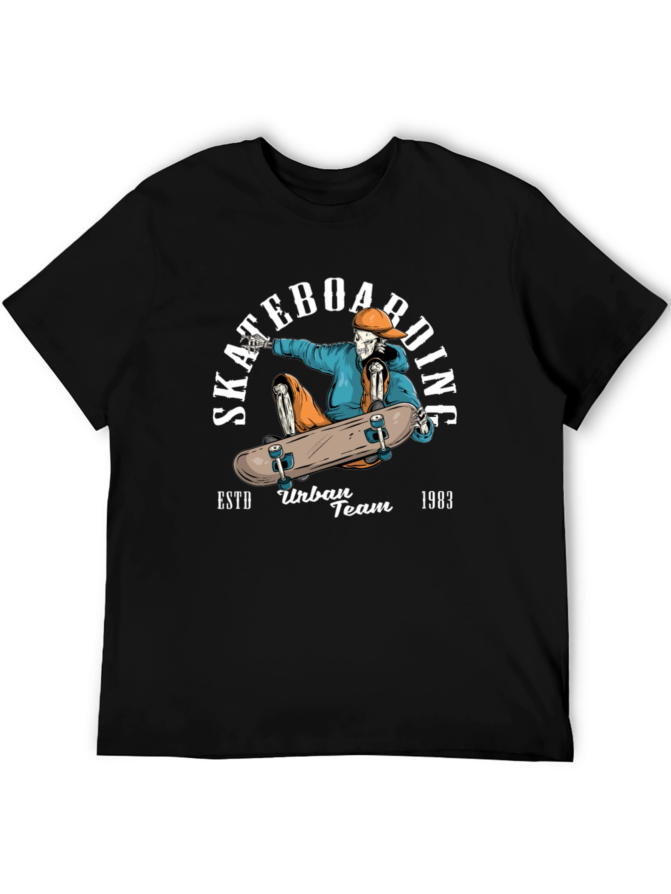 Skateboarding Skeleton Graphic Tee - Urban Style