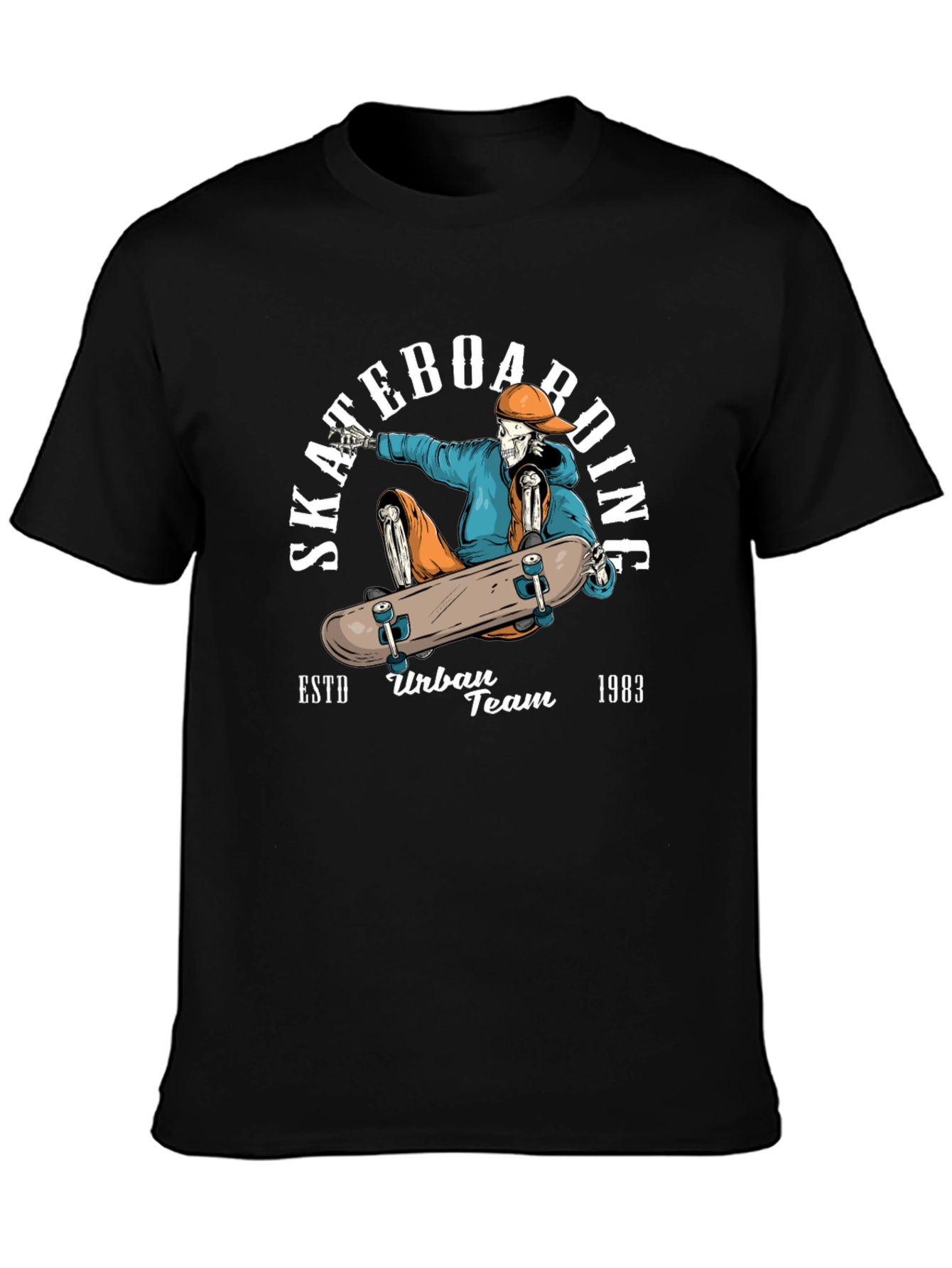 Skateboarding Skeleton Graphic Tee - Urban Style