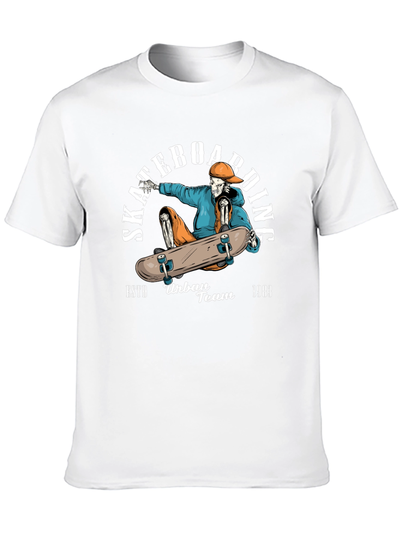 Skateboarding Skeleton Graphic Tee - Urban Style