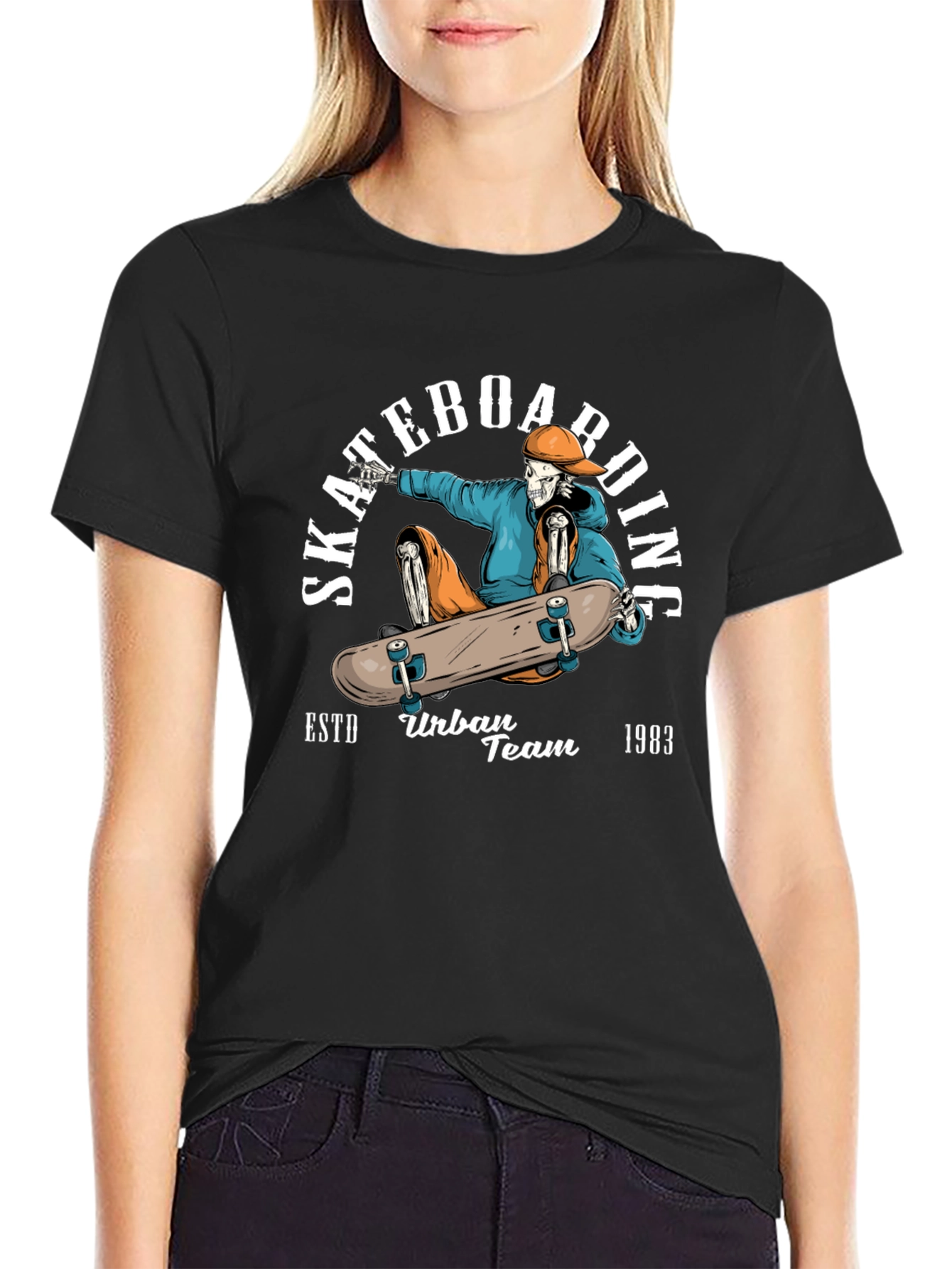 Skateboarding Skeleton Graphic Tee - Urban Style