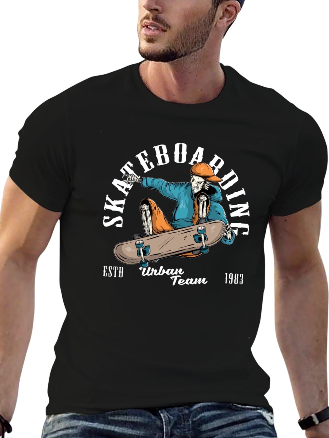 Skateboarding Skeleton Graphic Tee - Urban Style