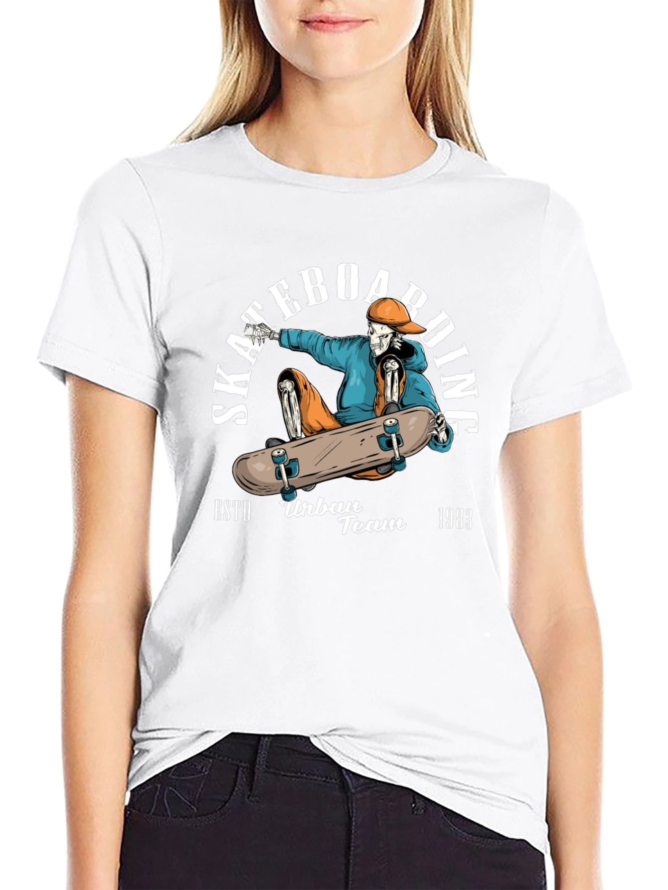Skateboarding Skeleton Graphic Tee - Urban Style