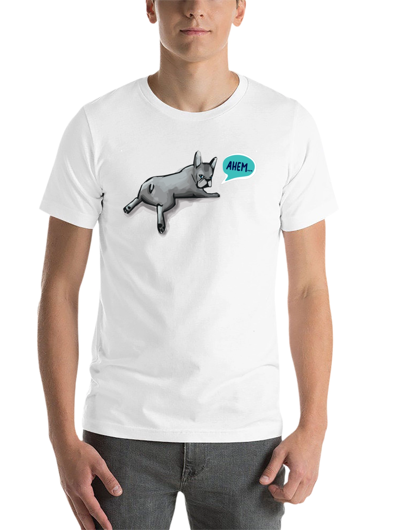 Ahem French Bulldog Mens Black T-Shirt