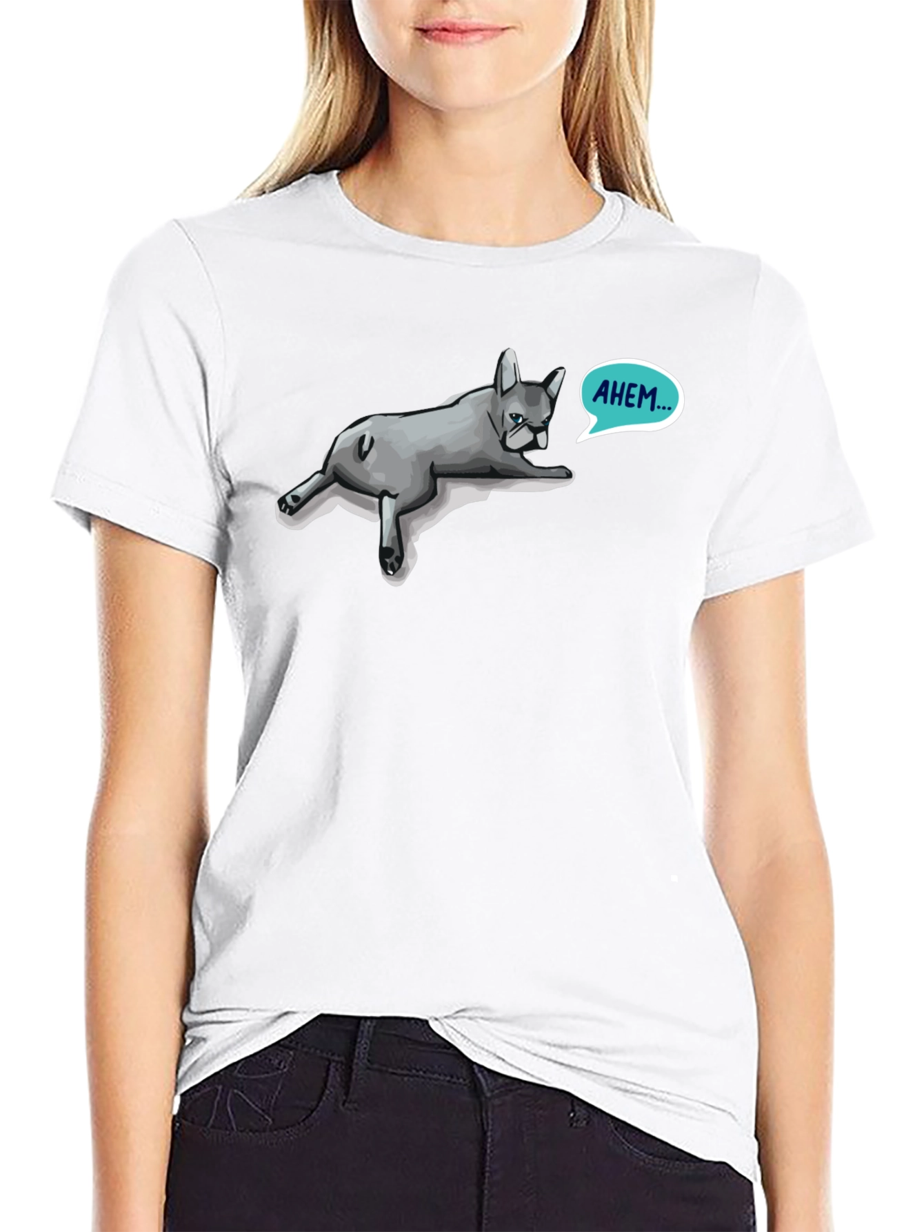 Ahem French Bulldog Mens Black T-Shirt