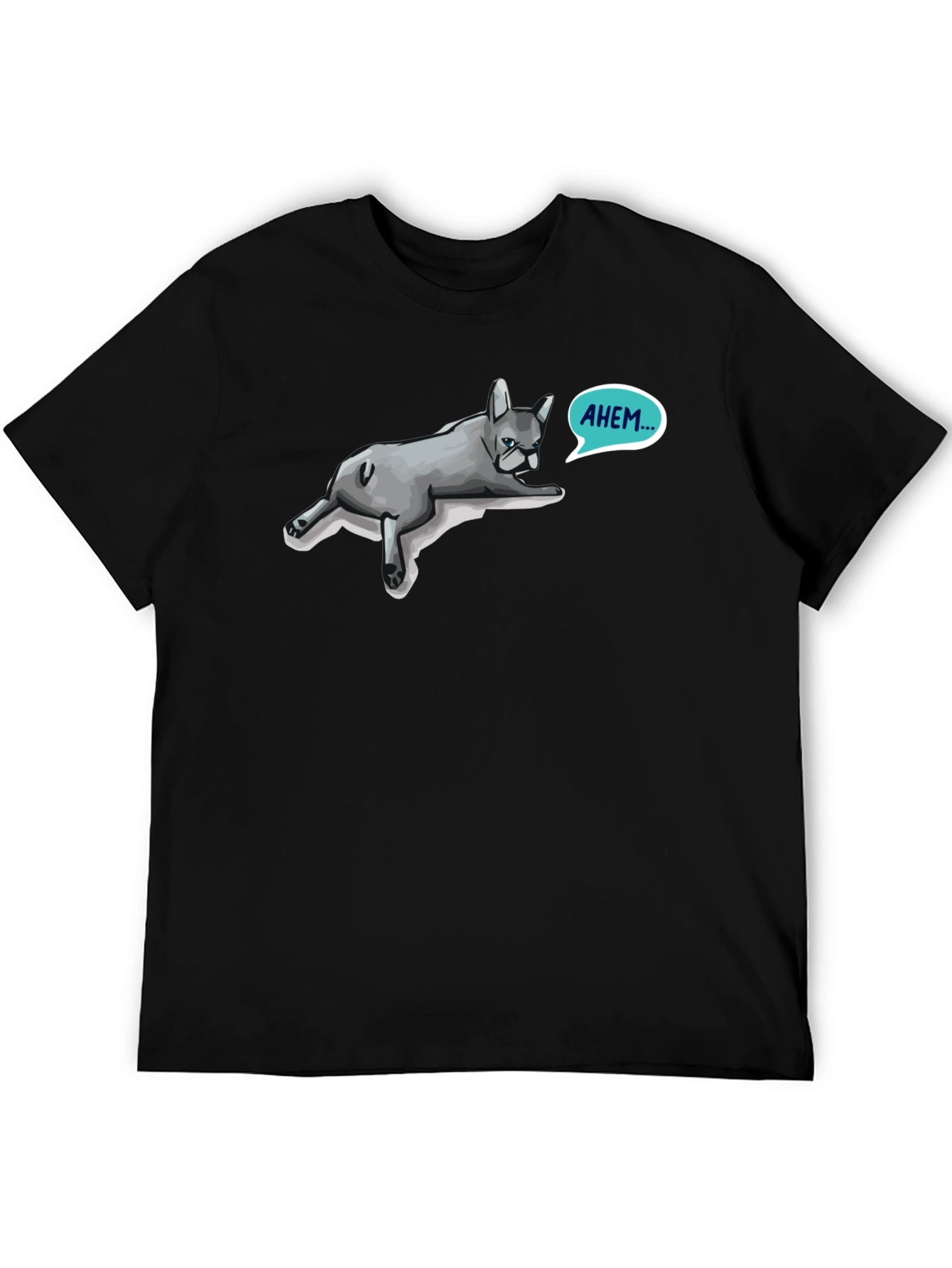 Ahem French Bulldog Mens Black T-Shirt