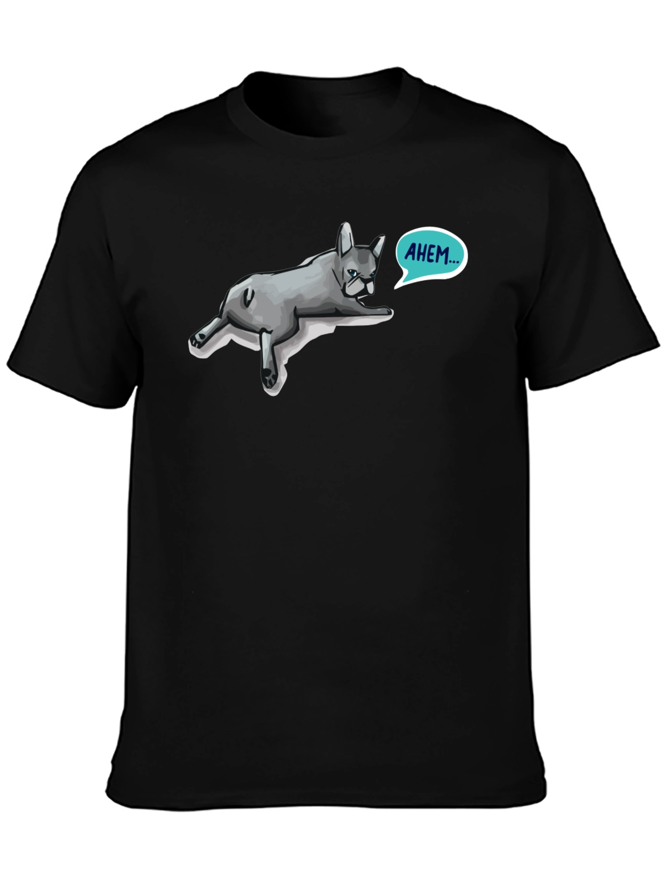Ahem French Bulldog Mens Black T-Shirt