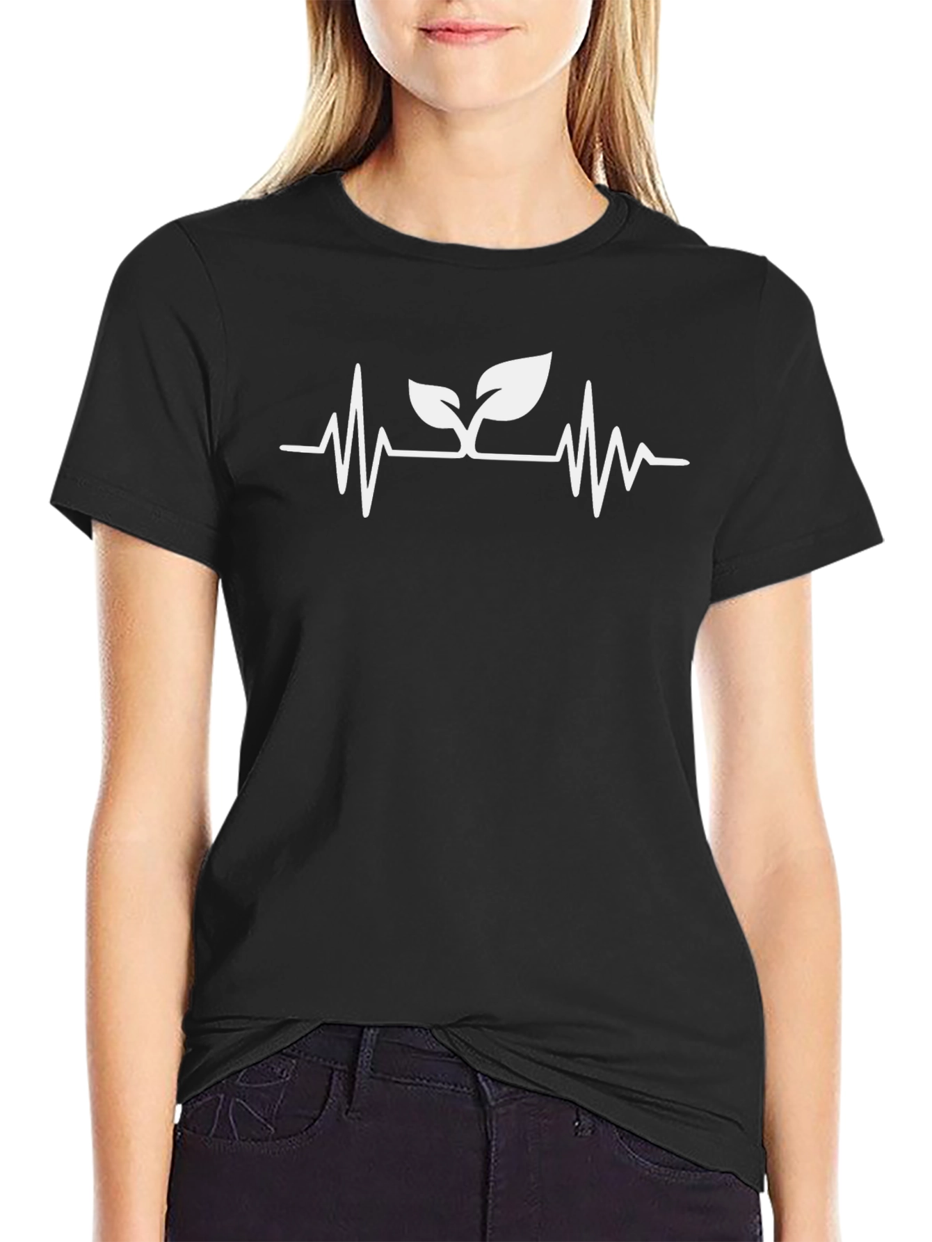 Vegan Heartbeat Graphic Tee - Black