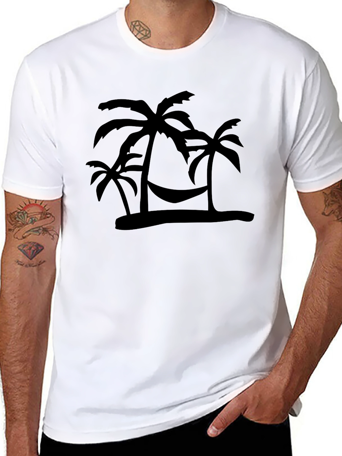 Tropical Palm Tree Hammock Mens T-Shirt