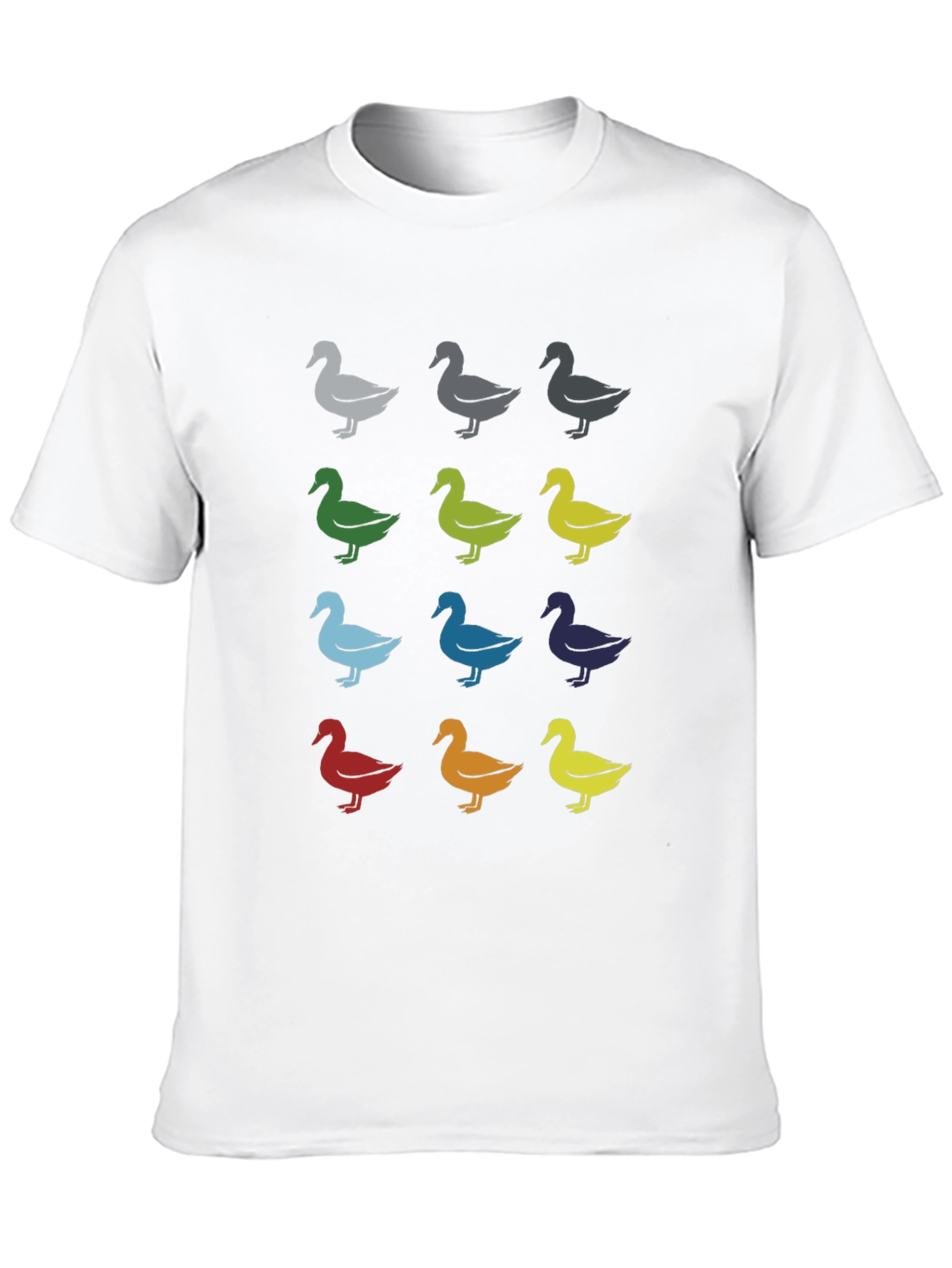 Quirky Duck Pattern Graphic Tee - Black Unisex T-Shirt