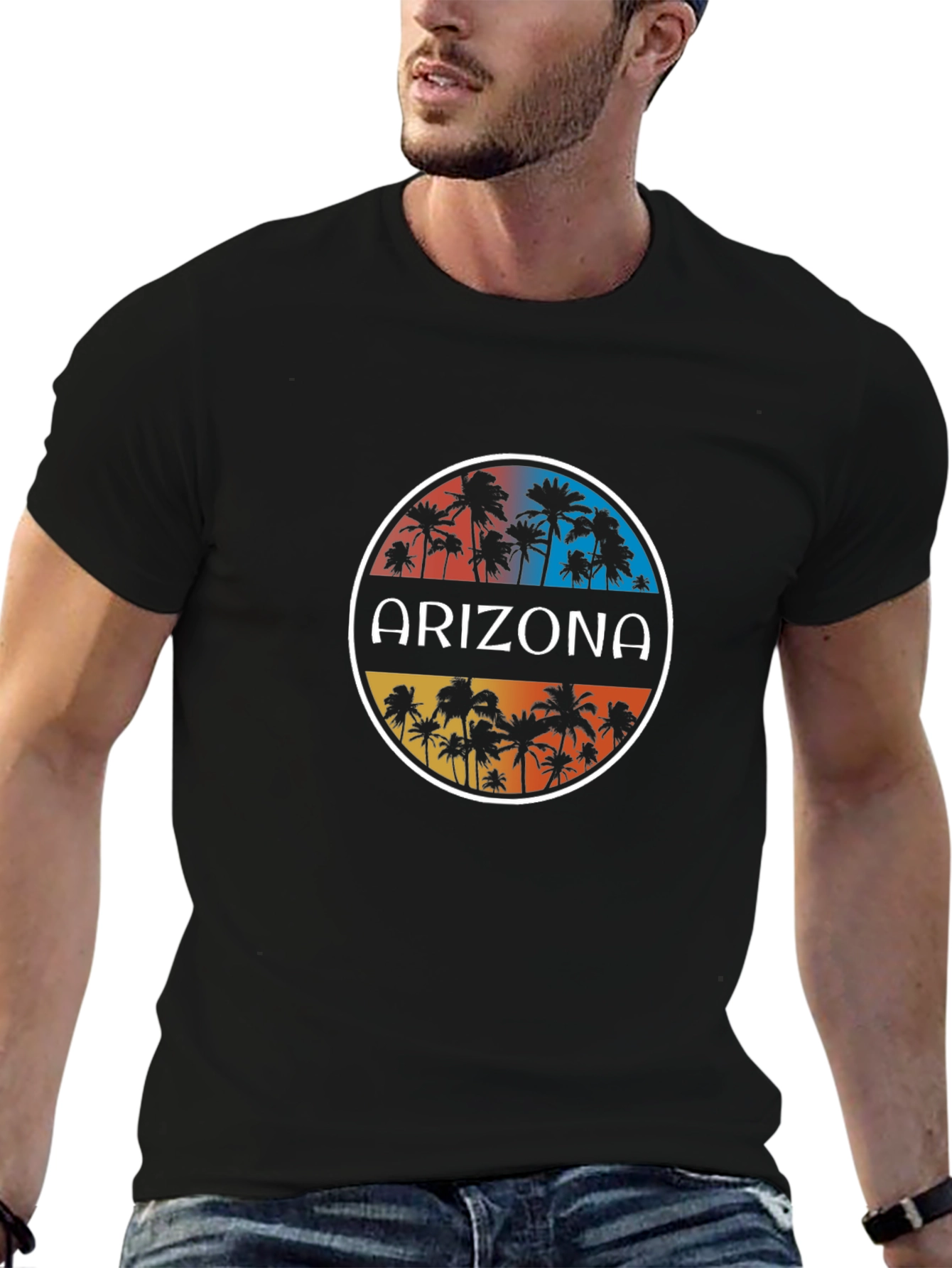 Arizona Palm Tree Graphic T-Shirt - Black