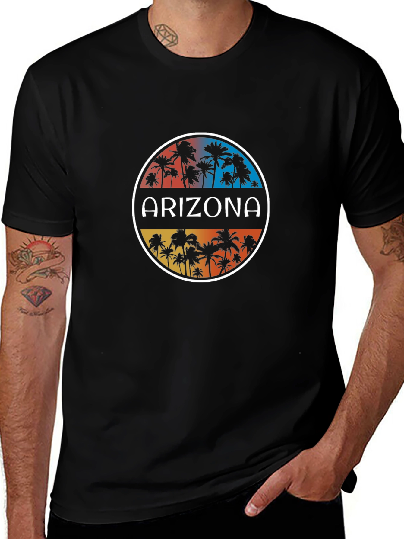 Arizona Palm Tree Graphic T-Shirt - Black