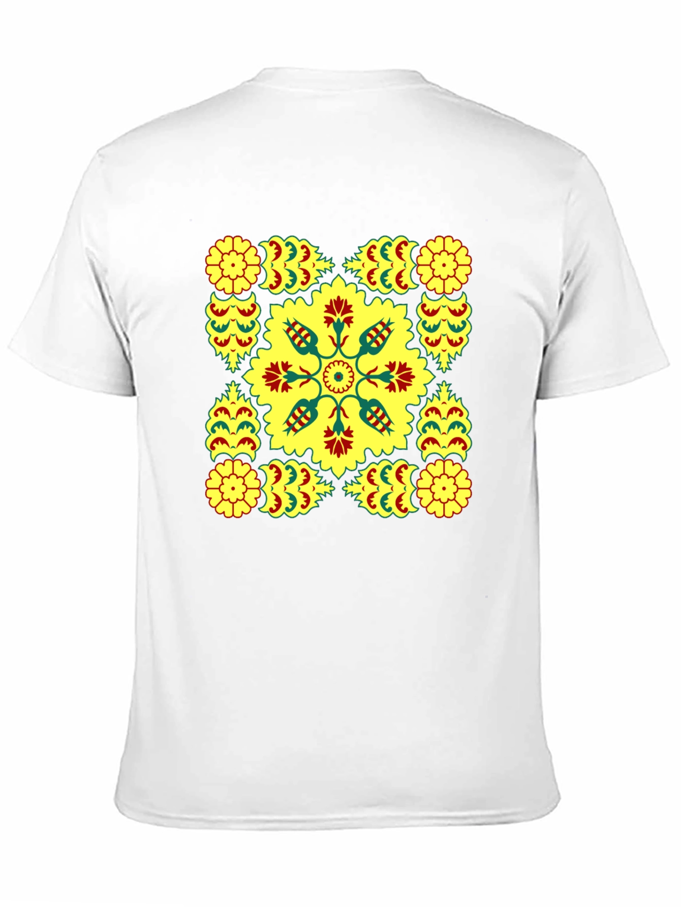 Geometric Floral Print Black T-Shirt