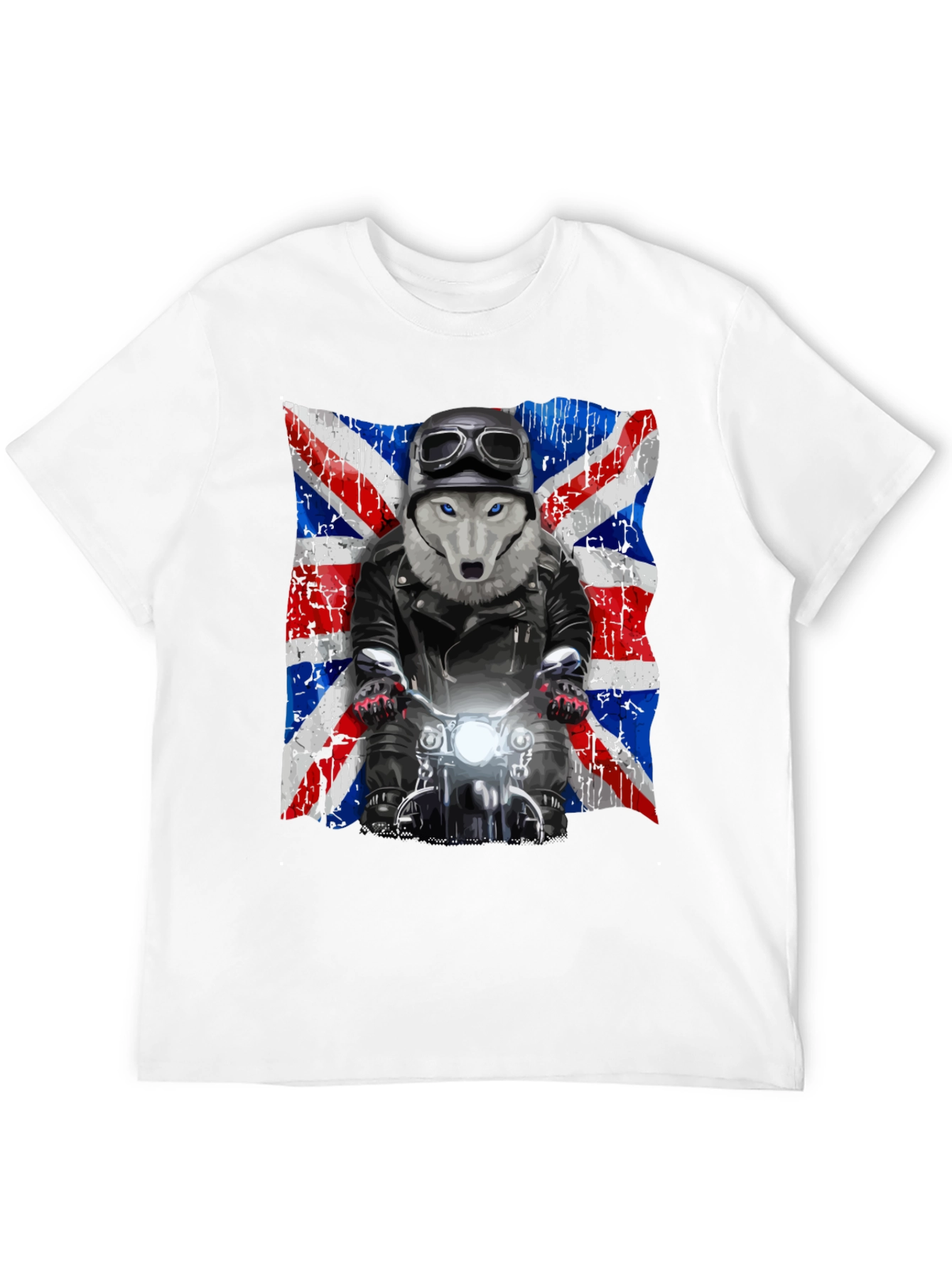 Wolf Biker Union Jack Graphic T-Shirt