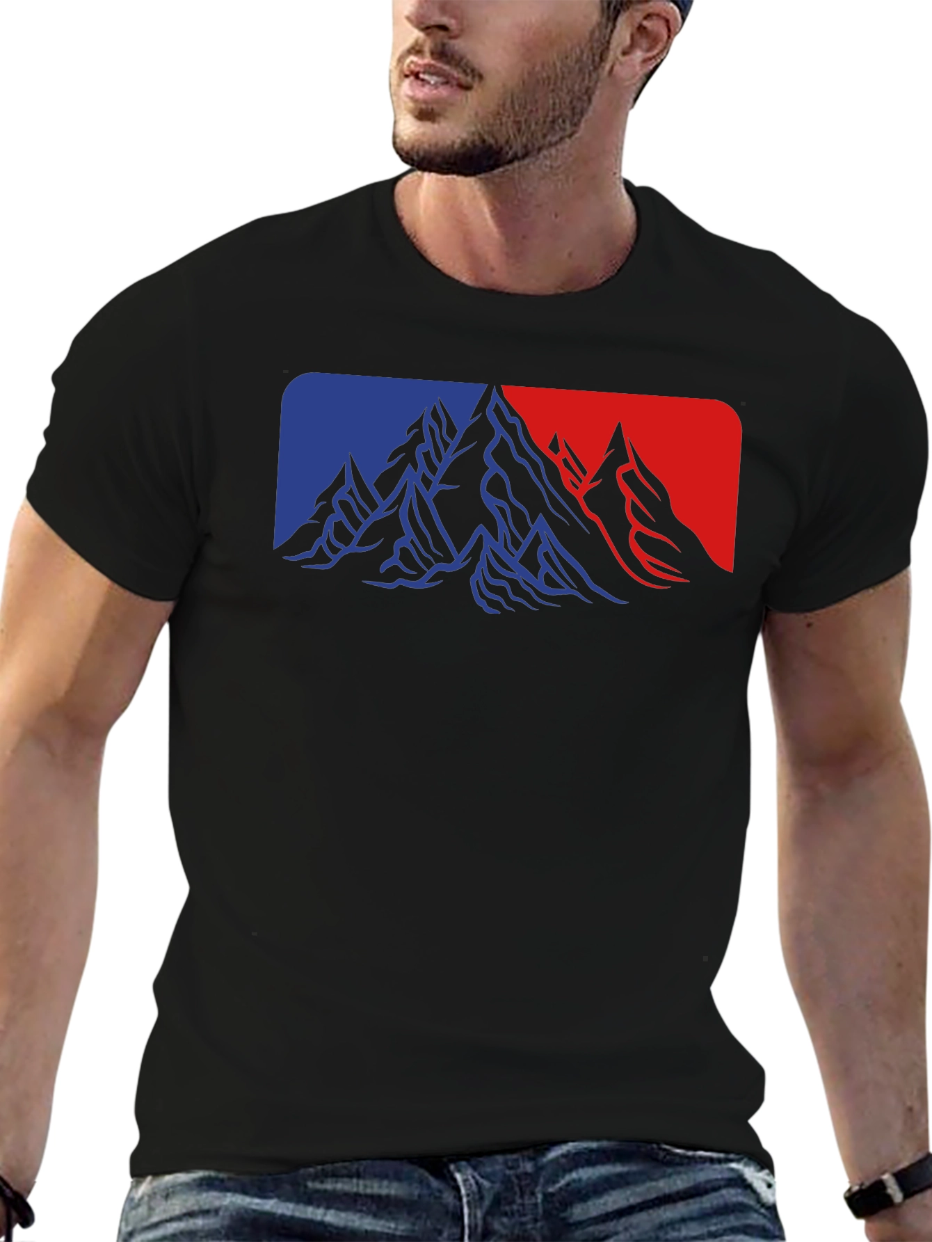 Mountain Peaks Graphic Tee - Black Casual Shirt
