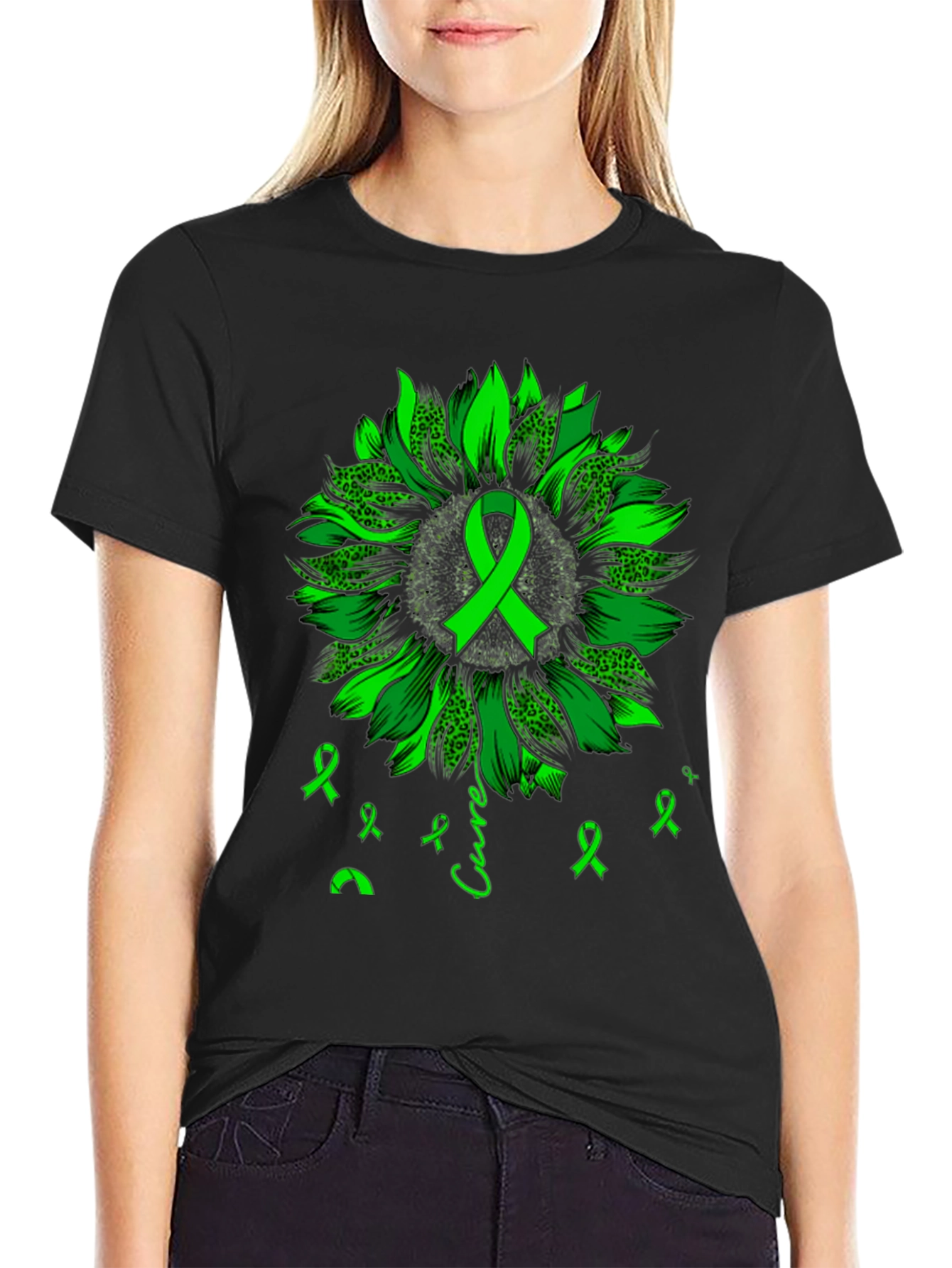 Green Ribbon Sunflower Awareness T-Shirt