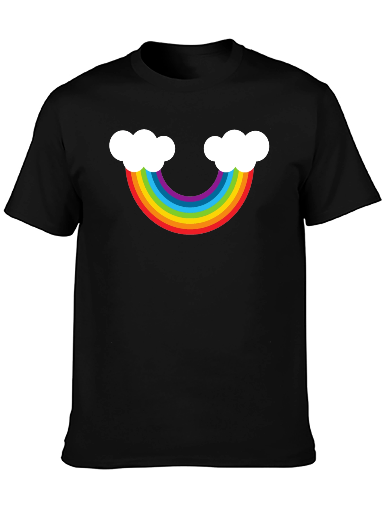 Rainbow Cloud Graphic Tee - Black Casual Shirt