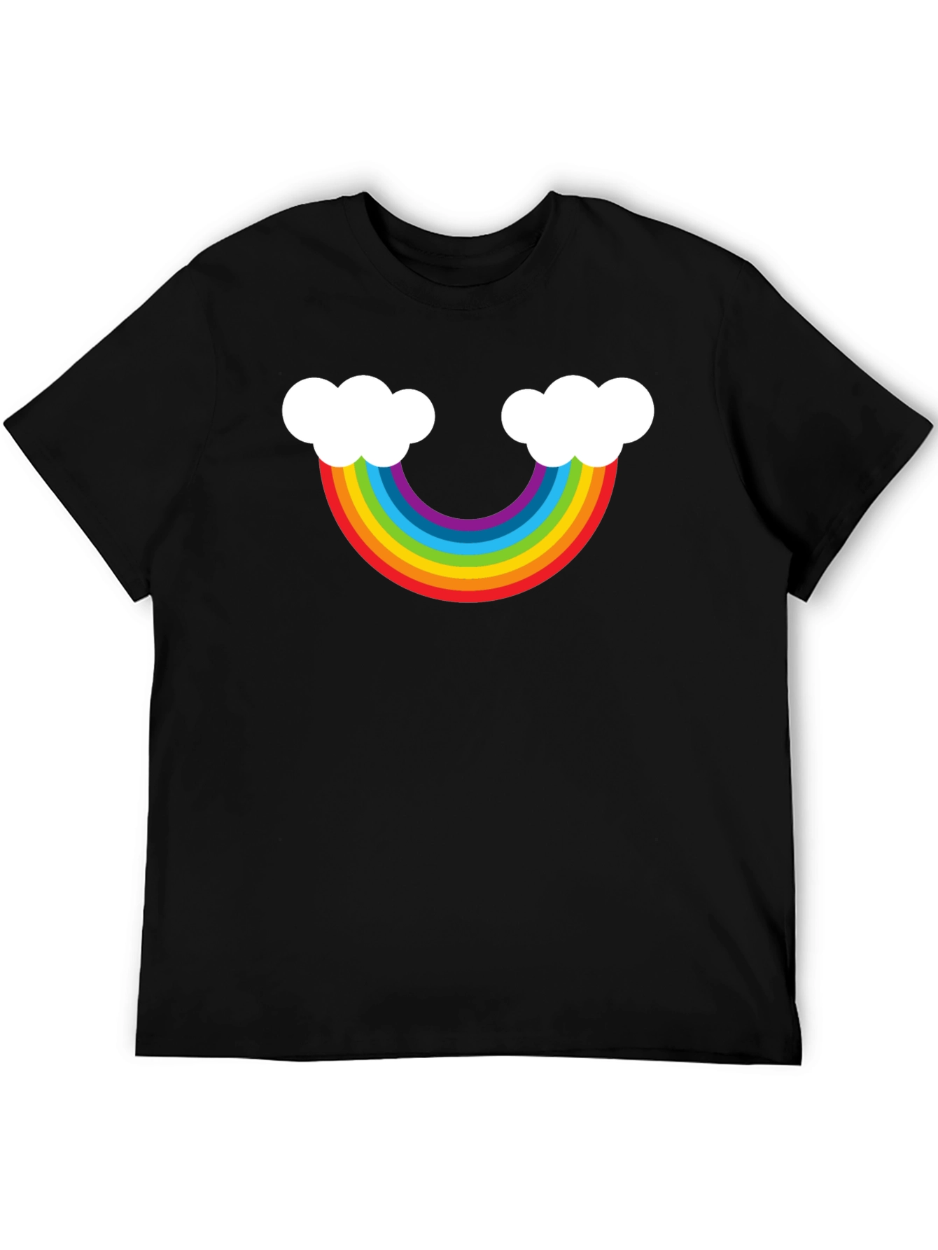 Rainbow Cloud Graphic Tee - Black Casual Shirt