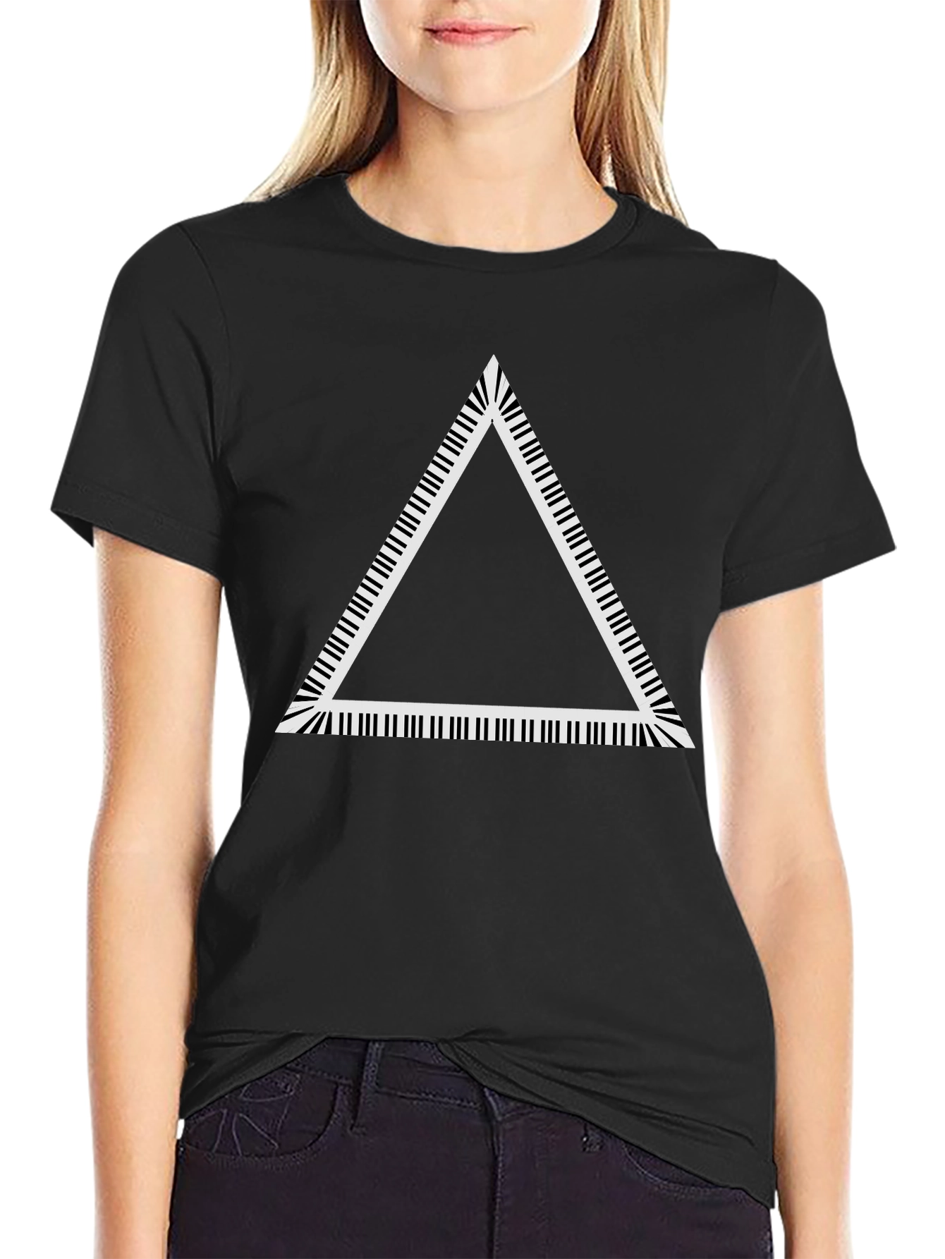 Piano Key Triangle Graphic Tee - Black