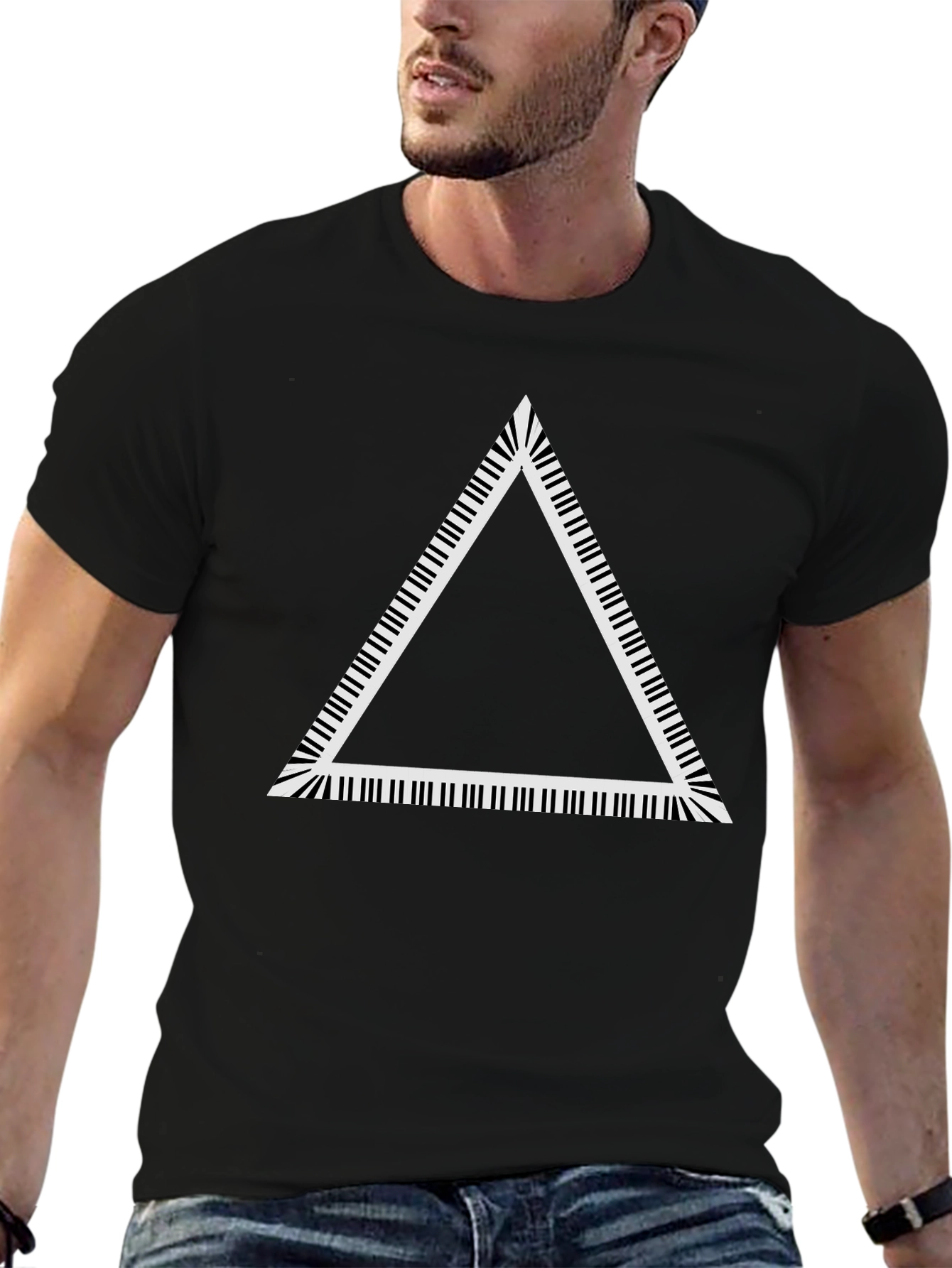 Piano Key Triangle Graphic Tee - Black