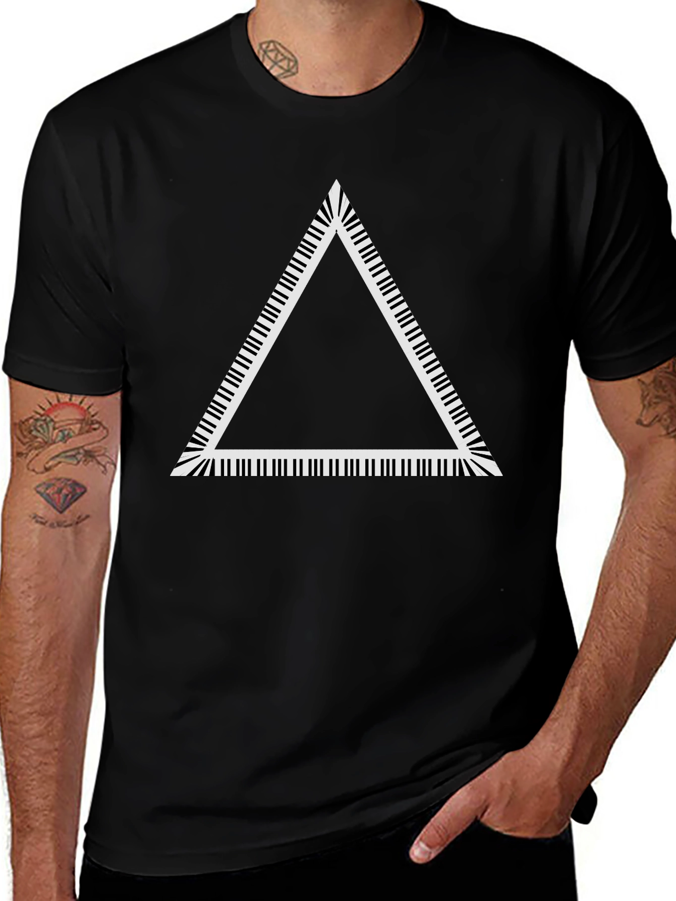 Piano Key Triangle Graphic Tee - Black