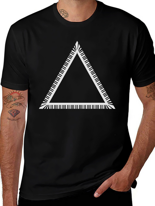 Piano Key Triangle Graphic Tee - Black