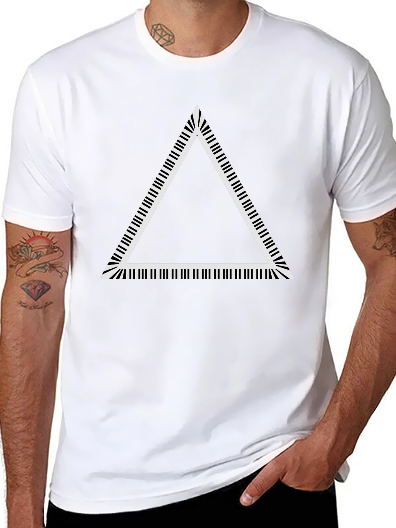 Piano Key Triangle Graphic Tee - Black