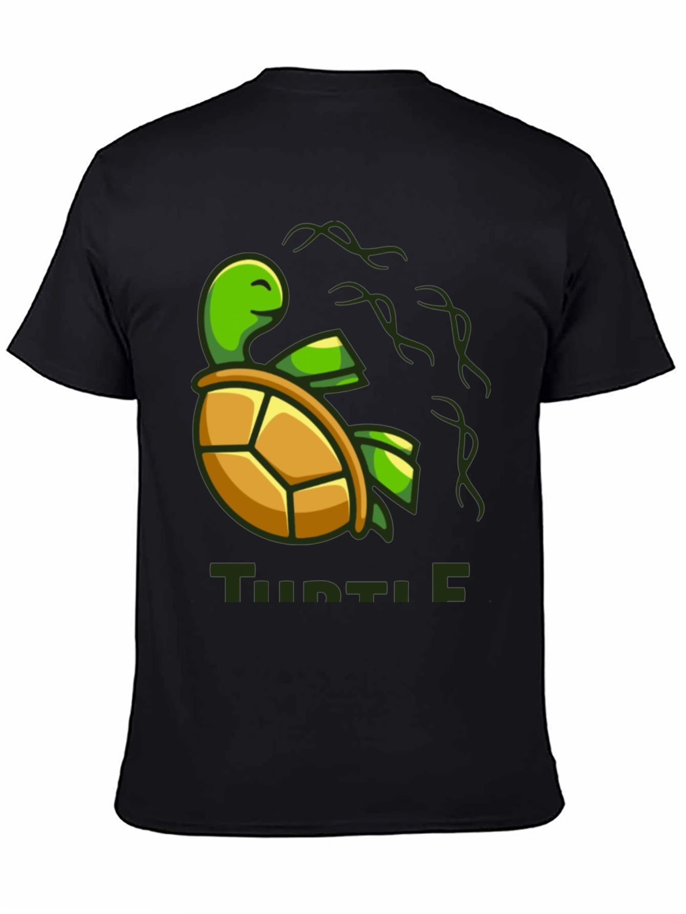 Turtle Graphic Print Mens Black T-Shirt