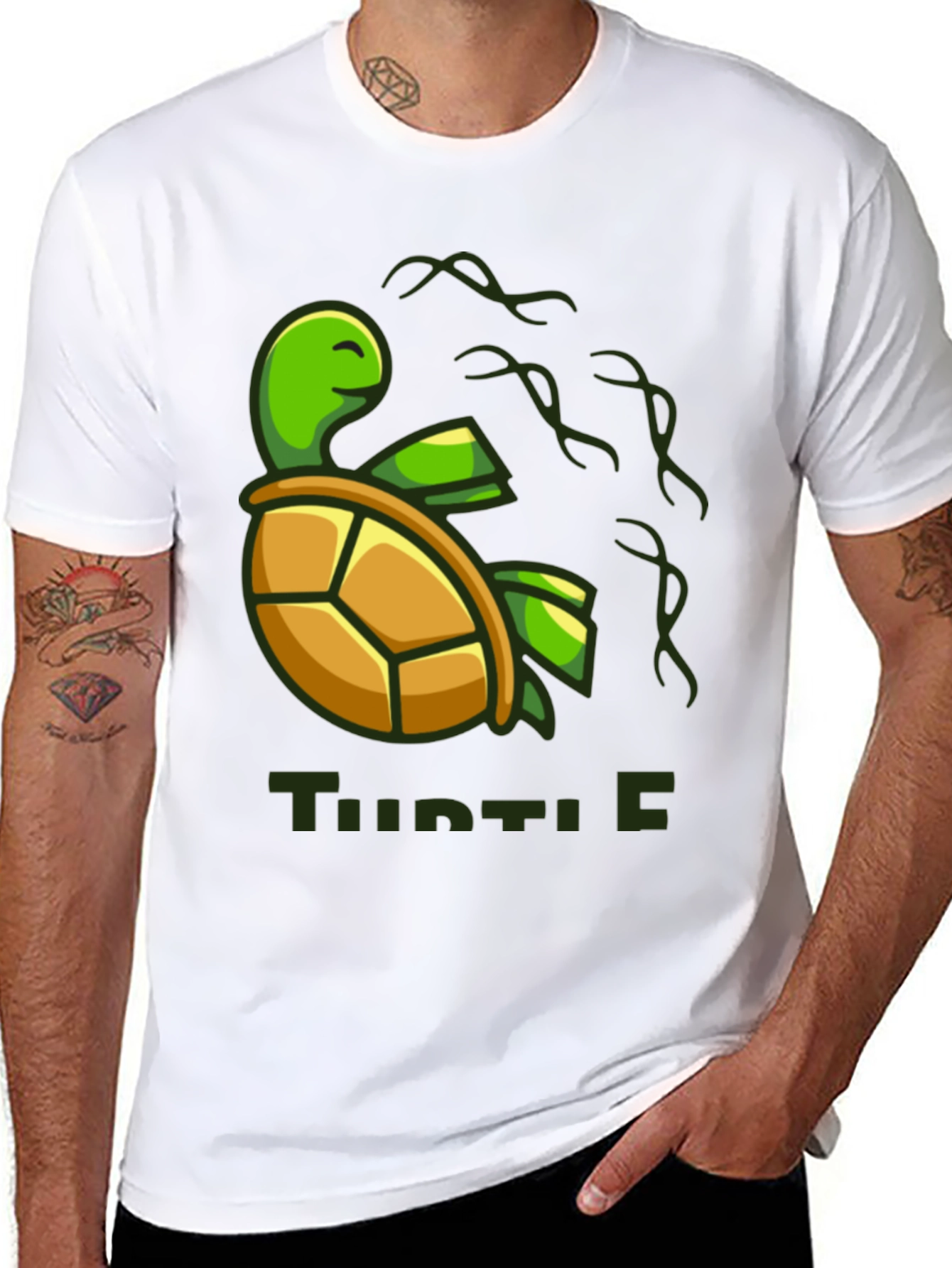 Turtle Graphic Print Mens Black T-Shirt