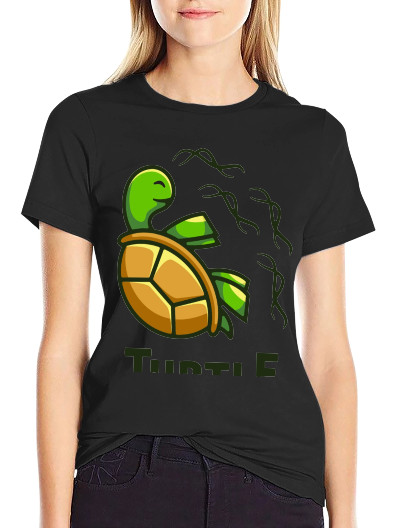 Turtle Graphic Print Mens Black T-Shirt