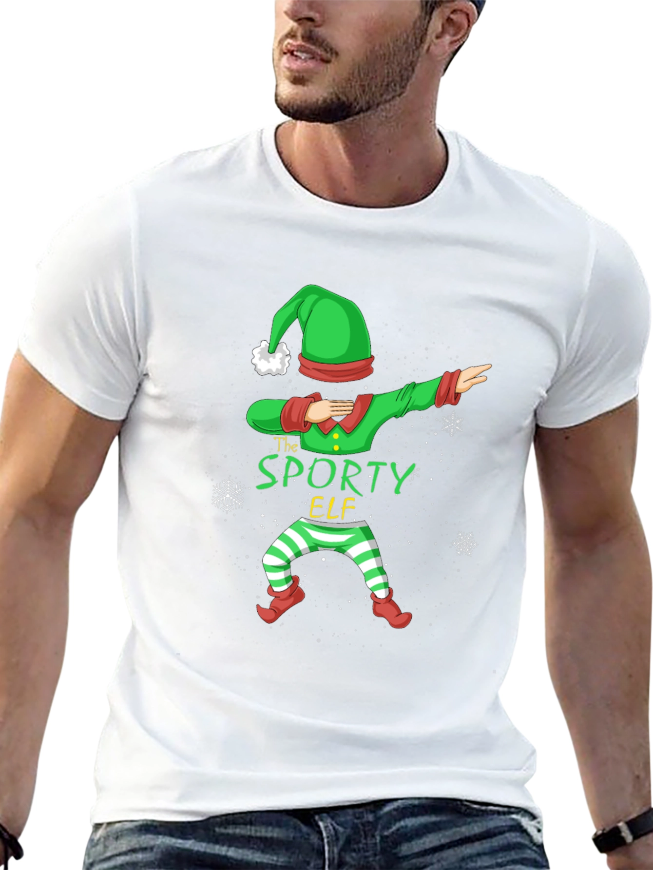 Sporty Elf Dabbing Christmas T-Shirt