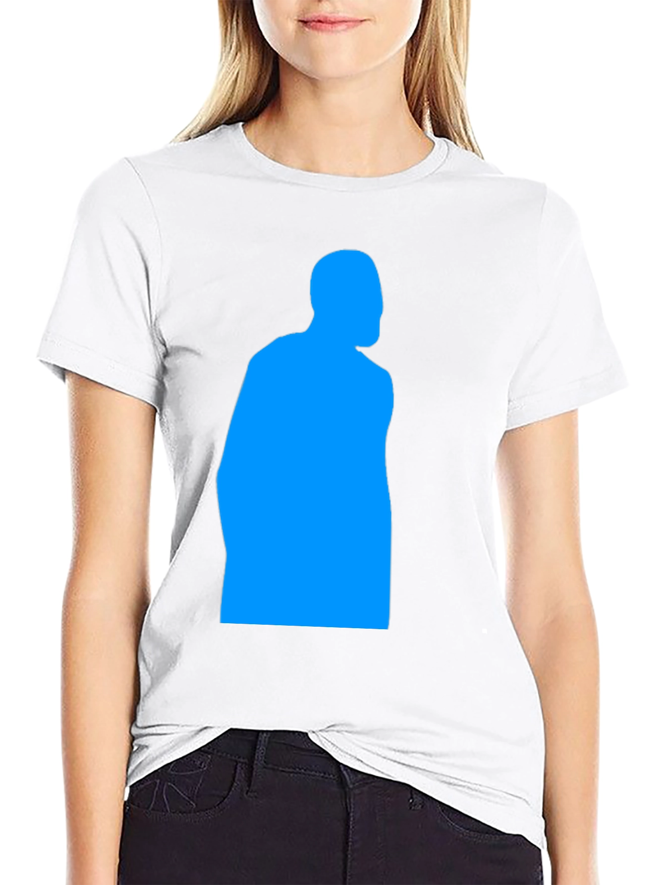 Mens Black T-Shirt - Blue Silhouette Design