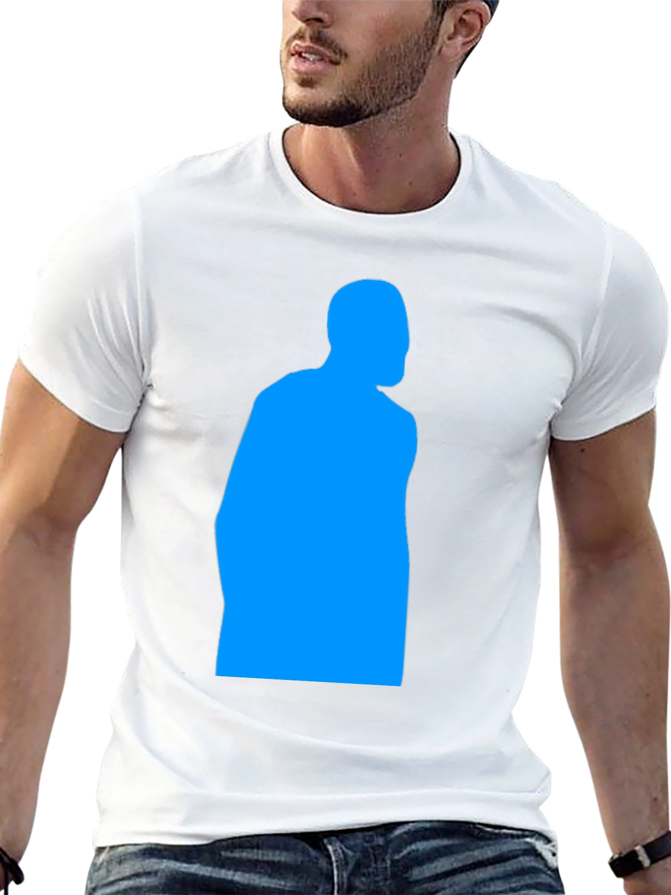 Mens Black T-Shirt - Blue Silhouette Design