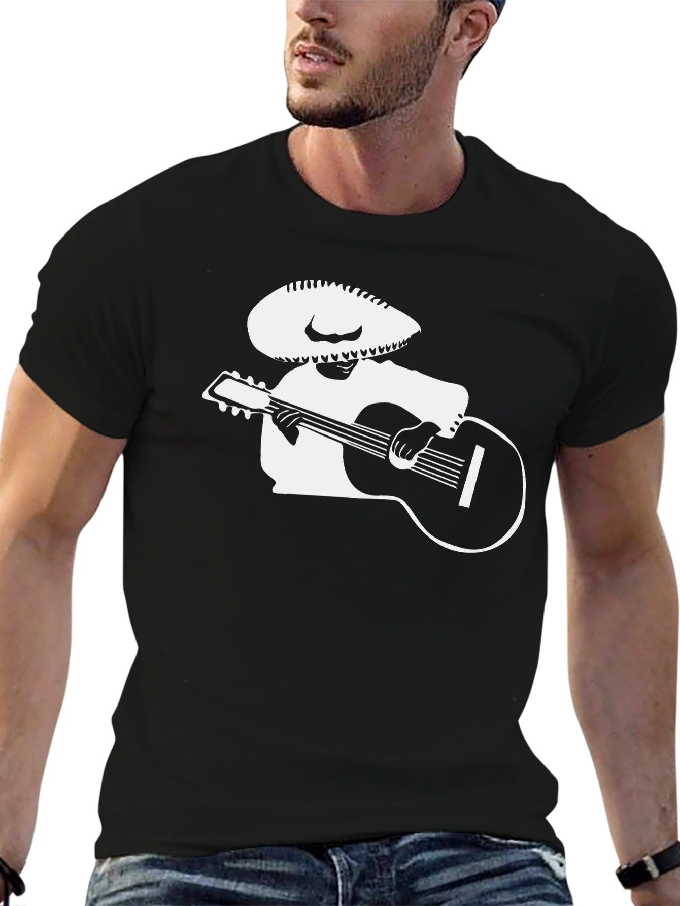 Mariachi Musician Graphic Tee - Black